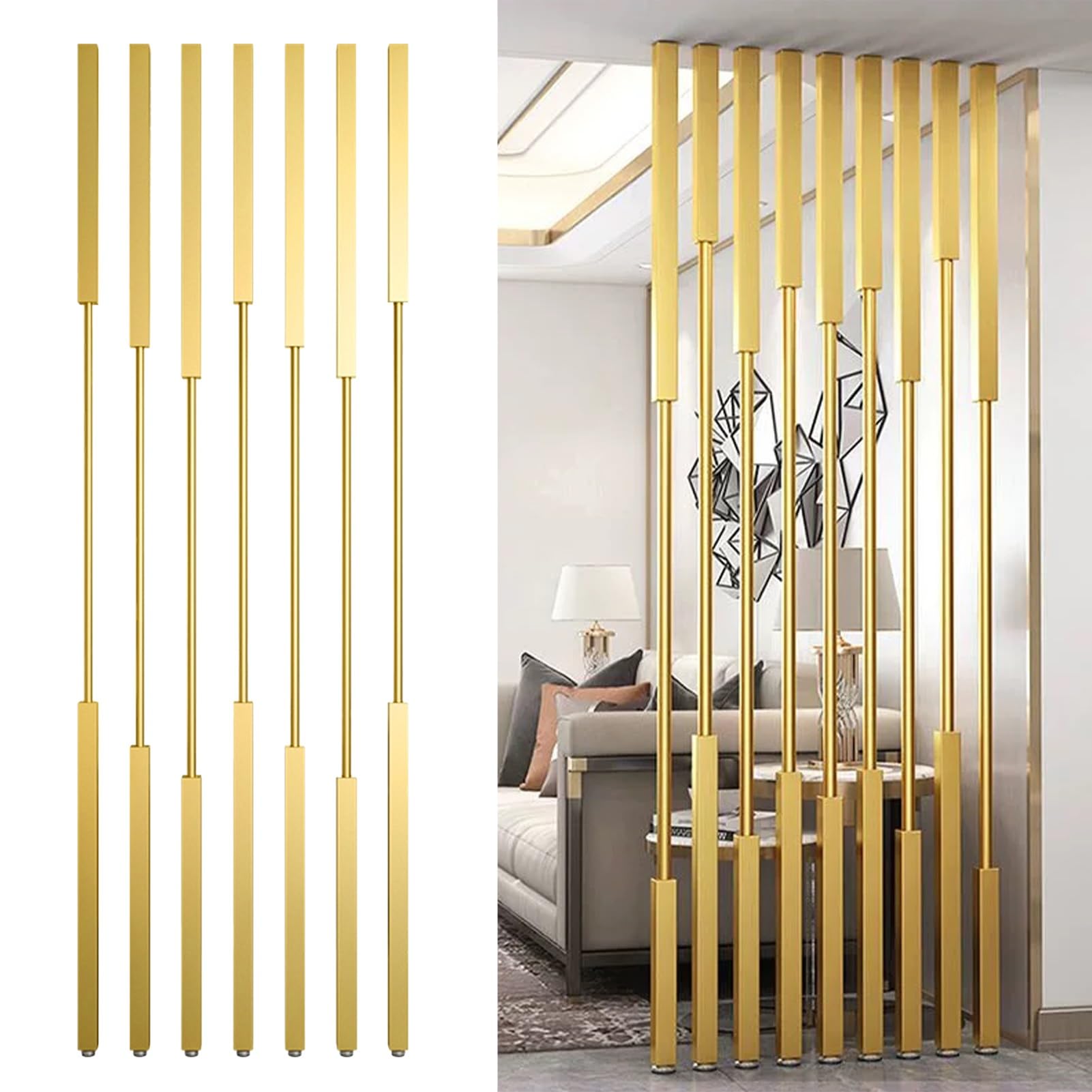 Paravent séparateur de pièce lattes métalliques panneau intimité chambre et salon