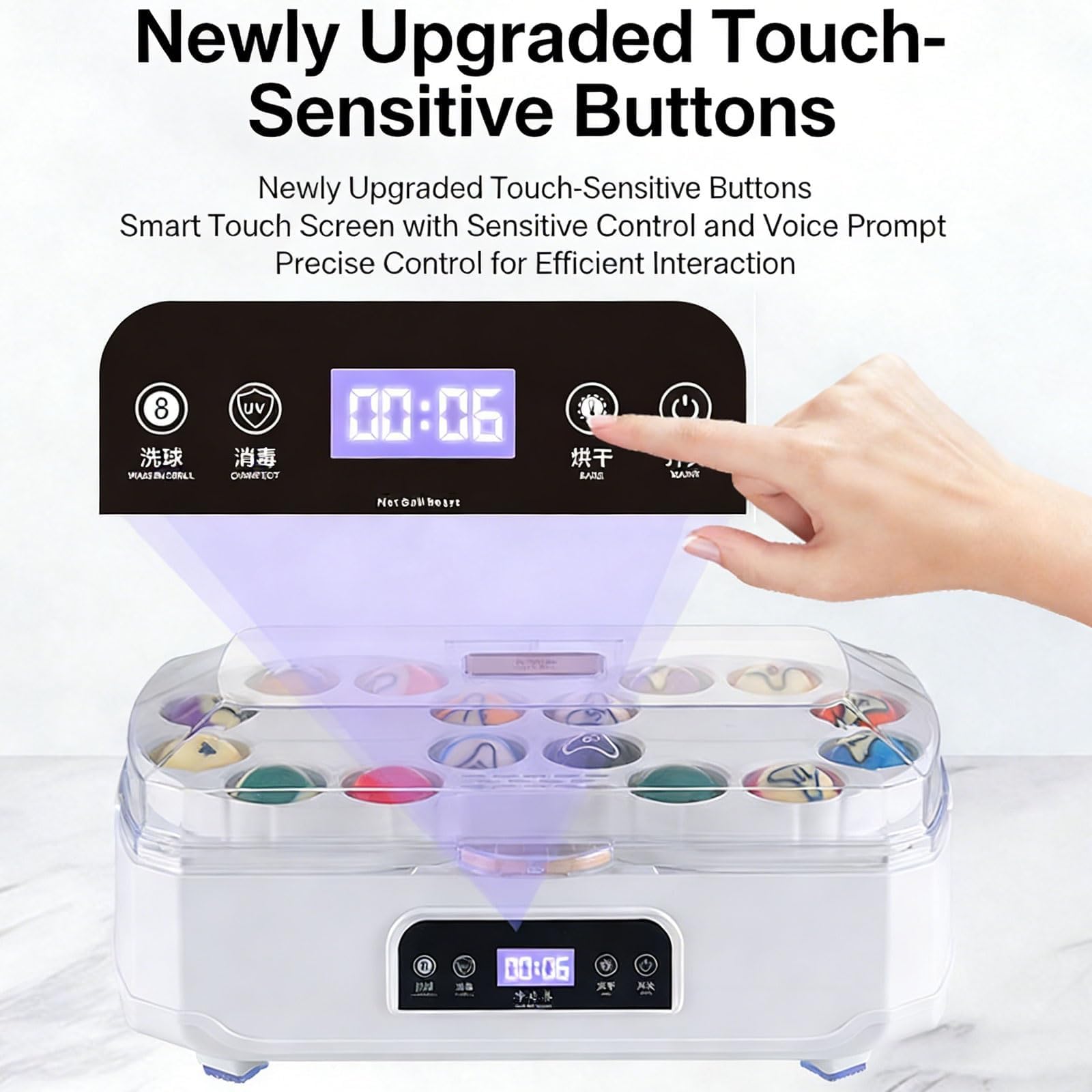 Pulidora de bolas de billar 2 en 1 con control táctil LCD, rotación hacia adelante/atrás, para limpiar bolas americanas de 8 bolas y billar