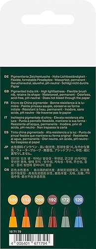 Miniatura 2 de Faber-Castell Art & Graphic Pitt Artist Pen Brush India Ink Pen, Harvest, Wallet Of 6, Para Arte, Manualidad, Dibujo, Bocetos, Hogar, Escuela,