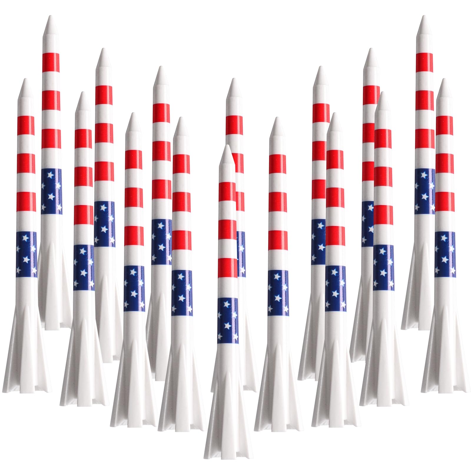 FINGER TEN Golf Tees Plastic Unbreakable 2 3/4 3 1/4 Inch Value 50 Count, 83mm 70mm Tee Durable Pro Upgrade Step Up Long Premium Color White Blue (White+Red Stripes, 3 1/4 Inch(83mm))