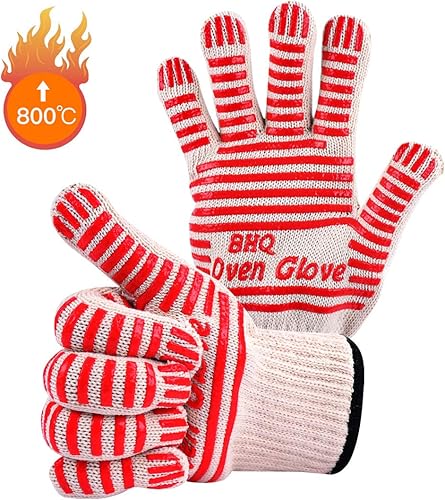 Miniatura 2 de CZSYZCZS Guantes de horno resistentes al calor extremo - 932F - Guantes de cocina para barbacoa, parrilla, horneado, corte, chimenea para ahumar