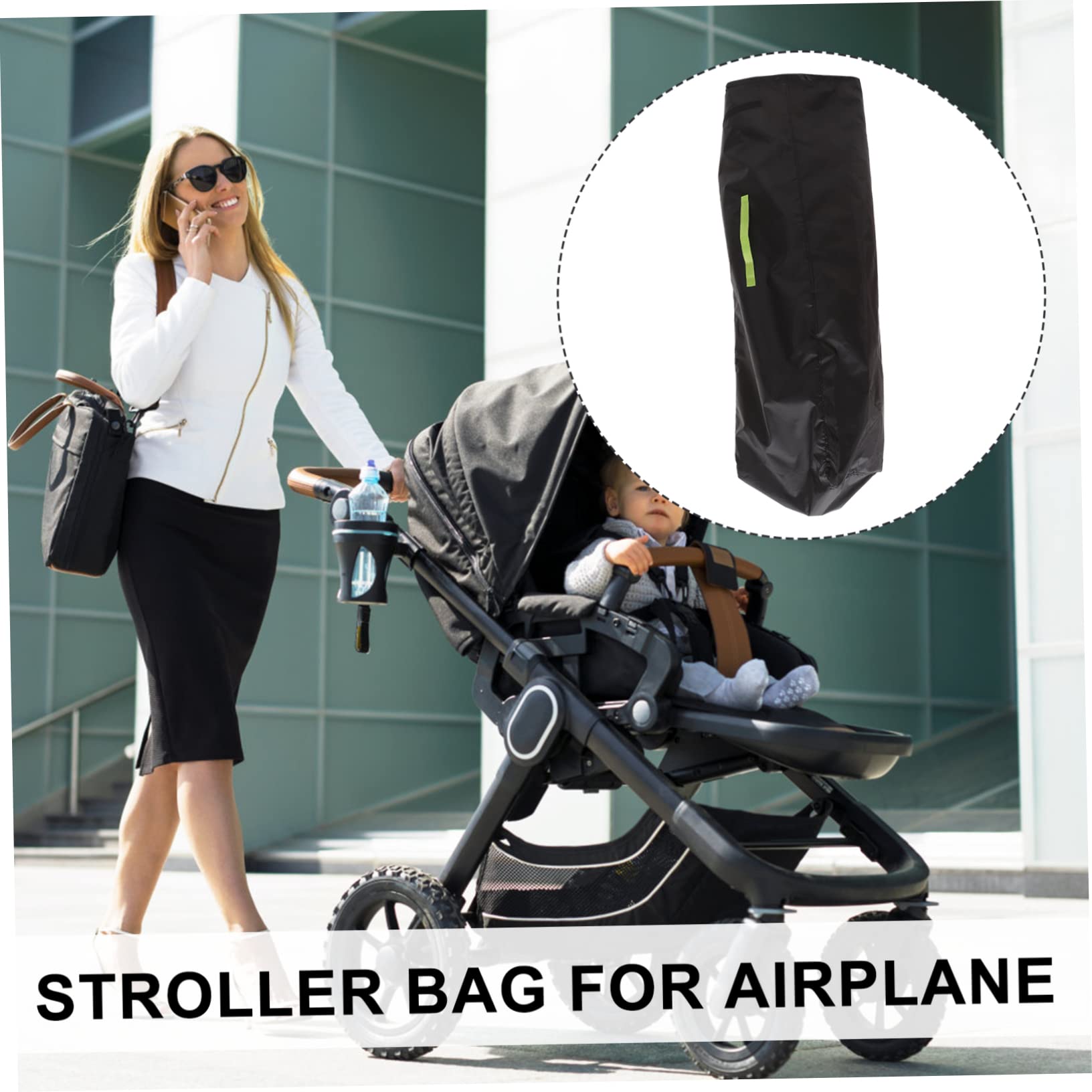 KOMBIUDA Borsa da Viaggio per Passeggino, Borsa Porta Passeggino Oxford Nero, Resistente All'acqua, Tracolla Singola, per Viaggio e Uso Quotidiano