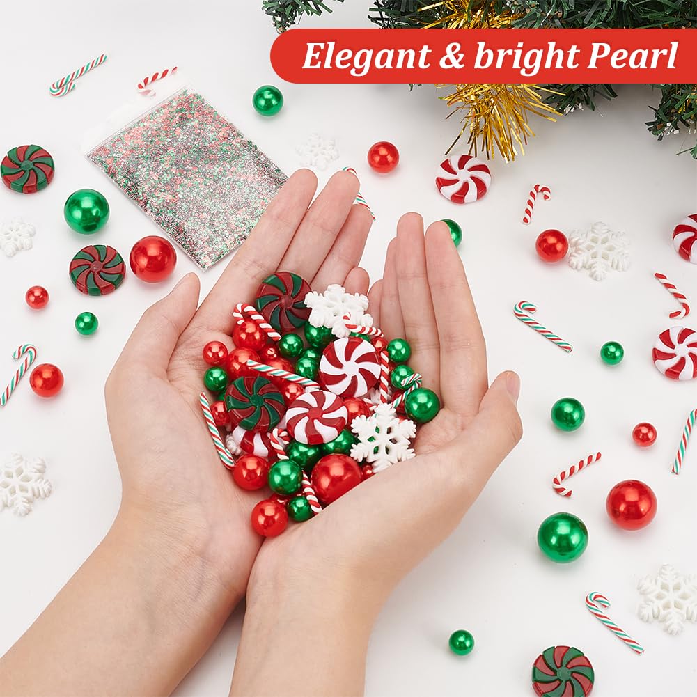 Decoracion Arbol De Navidad 10149 Piezas De Relleno De Jarrón De Navidad,  Cuentas De Bastón De Caramelo, Cuentas De Perlas De Caramelo Flotantes,  Centro De Mesa Con 9 Velas, Cuentas De Gel, image size:1001x1001