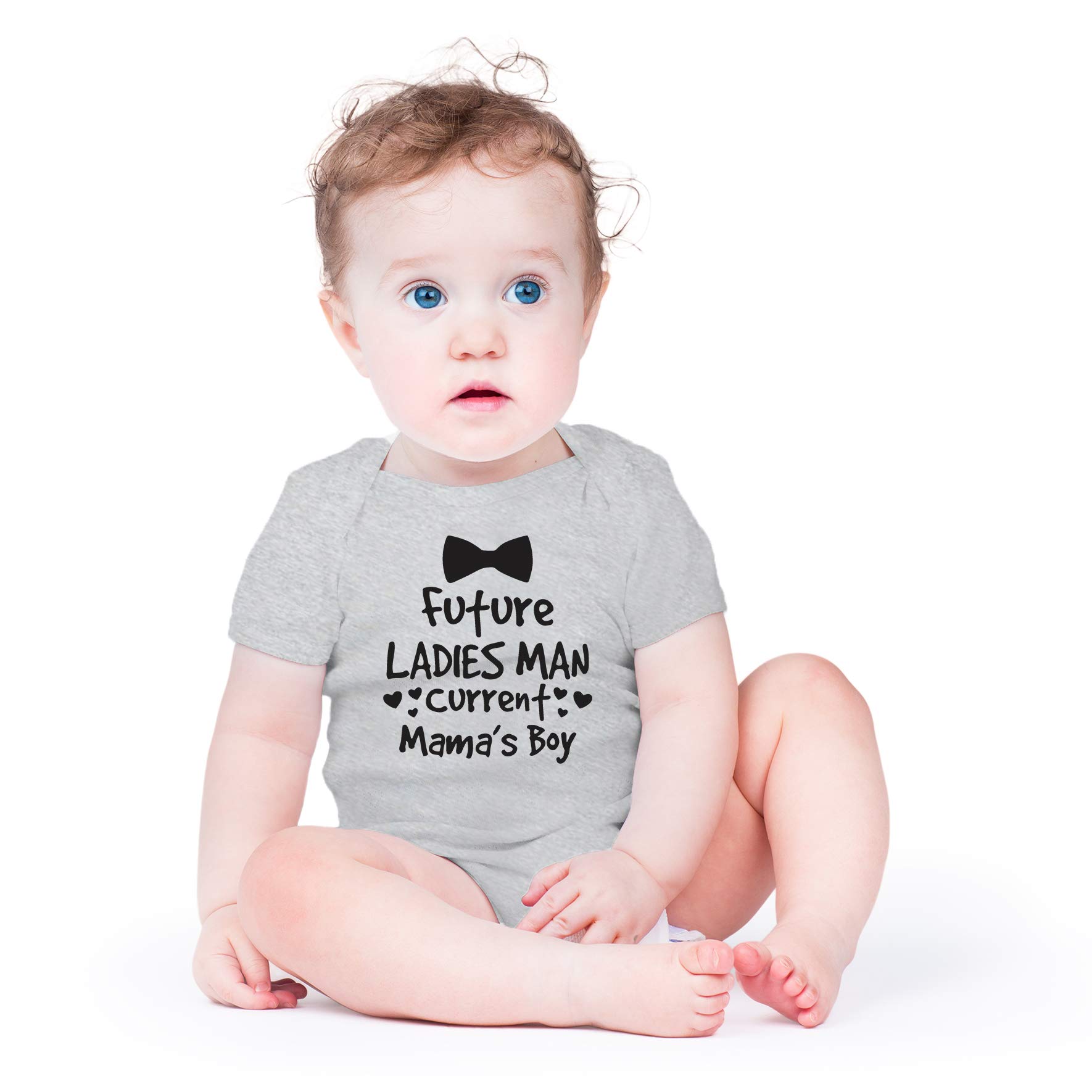 AW Fashions Future Ladies Man, Current Mama's Boy Baby Bodysuit Funny Cute Newborn Adorable Clothing Boys (12 Months, Sports Grey)