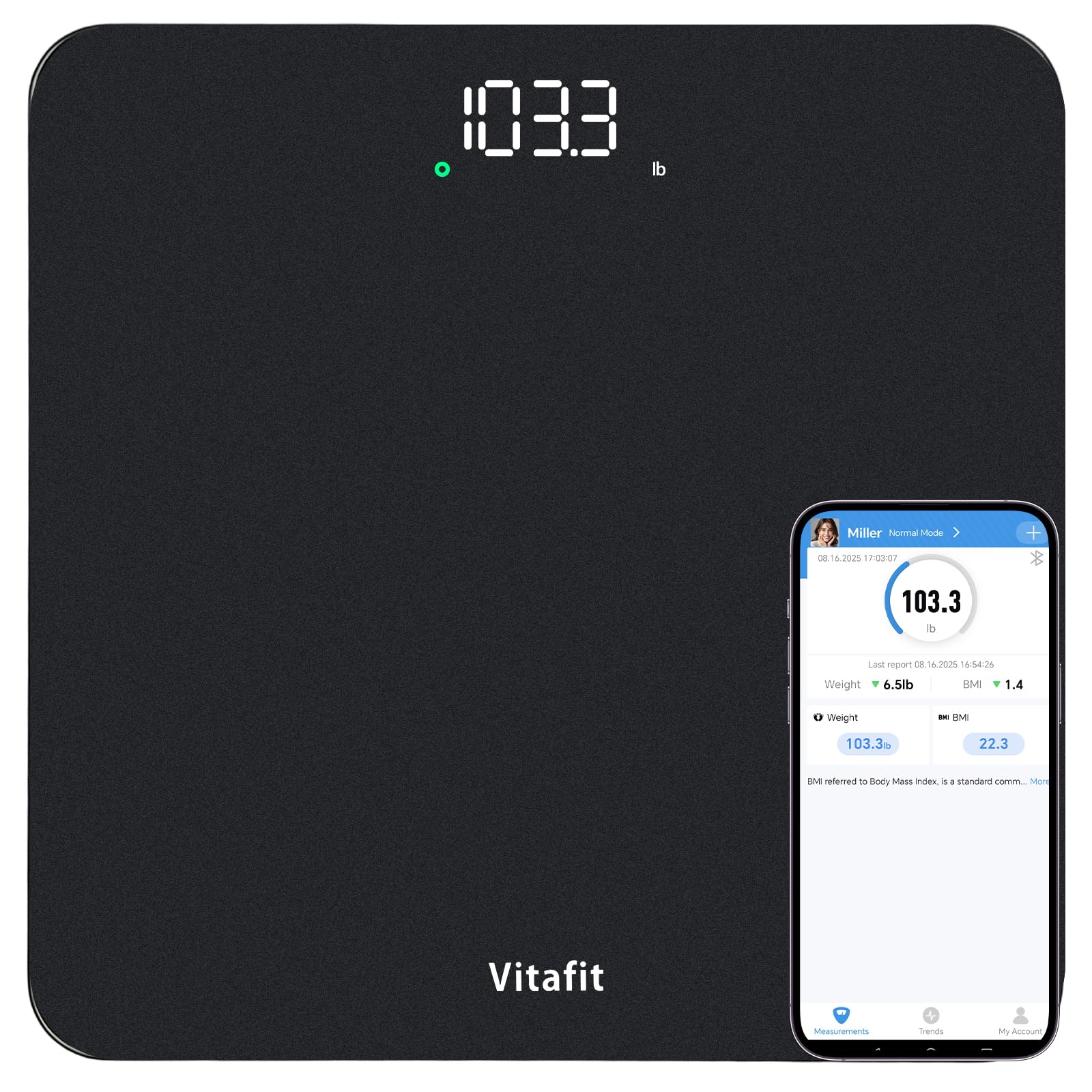 Vitafit Smart Digital Bathroom Scale for Body Weight High Precision Assured by Weight Scale Professional Factory Since 2001