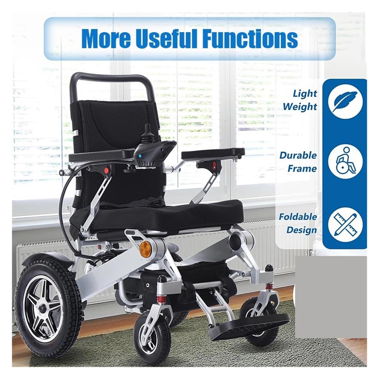 Silla De Ruedas Eléctrica Plegable Portátil Con Motor 500W, Ligera Aleación Aluminio For Personas Mayores Discapacidad Movilidad Cómoda Fluida