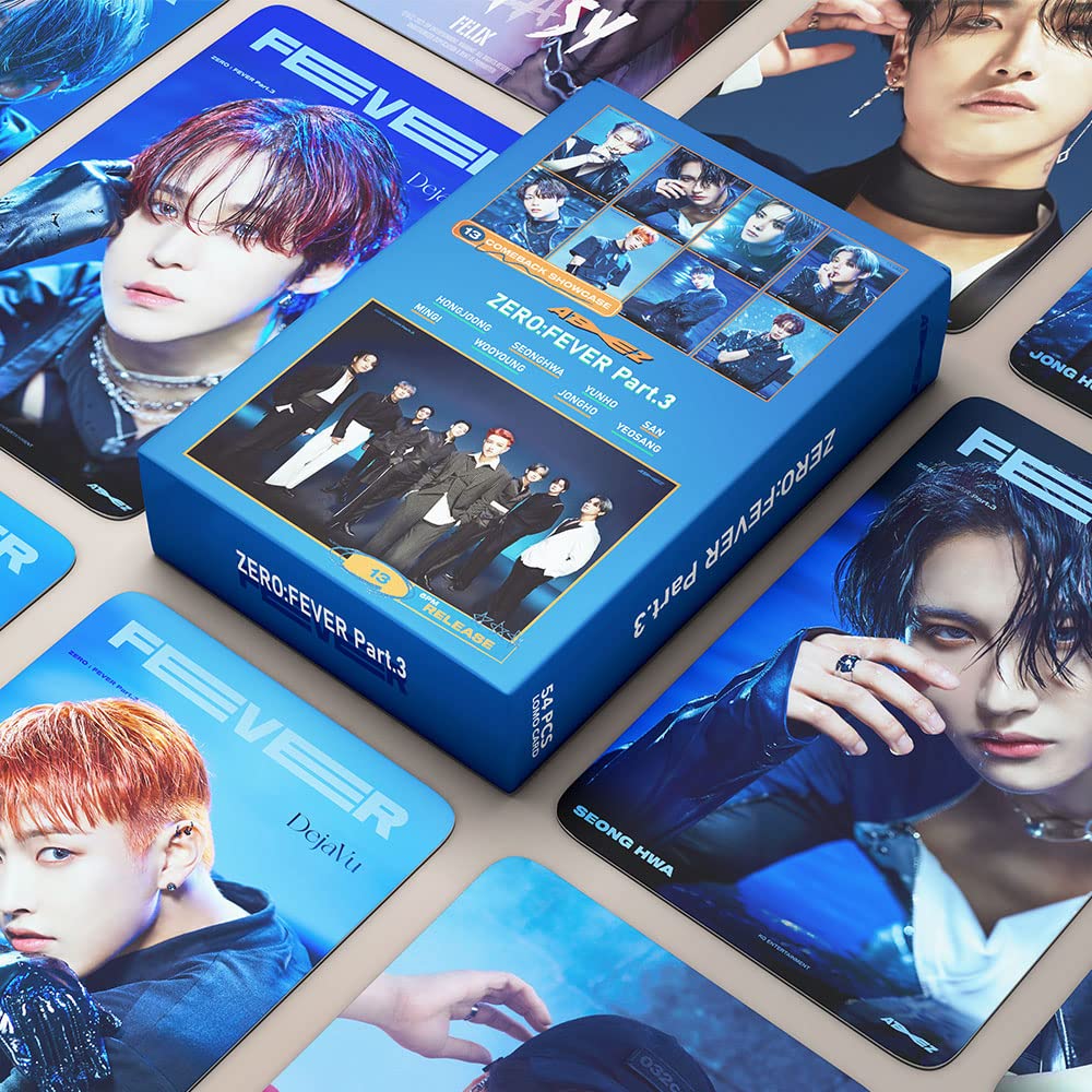 SAMSHINE Kpop Ateez Photocards 54Pcs Ateez Mini Lomo Cards Ateez ZERO : FEVER Part.3 Album Photocards Ateez Photo Cards Pack Kpop Ateez Merch Photocard Set GiftGirls Fans, Multicoloured, 5.5 x 8.5 cm