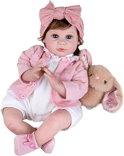 Aori Muñecas Reborn de bebé de 22 pulgadas realistas realistas con oso de peluche para niñas y niños