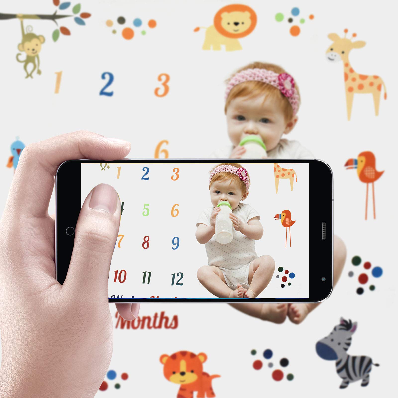 Coperta Sfogo Per Foto Neonato | Registro Crescita | 150x100 Cm | Con Cornici - Foto 12