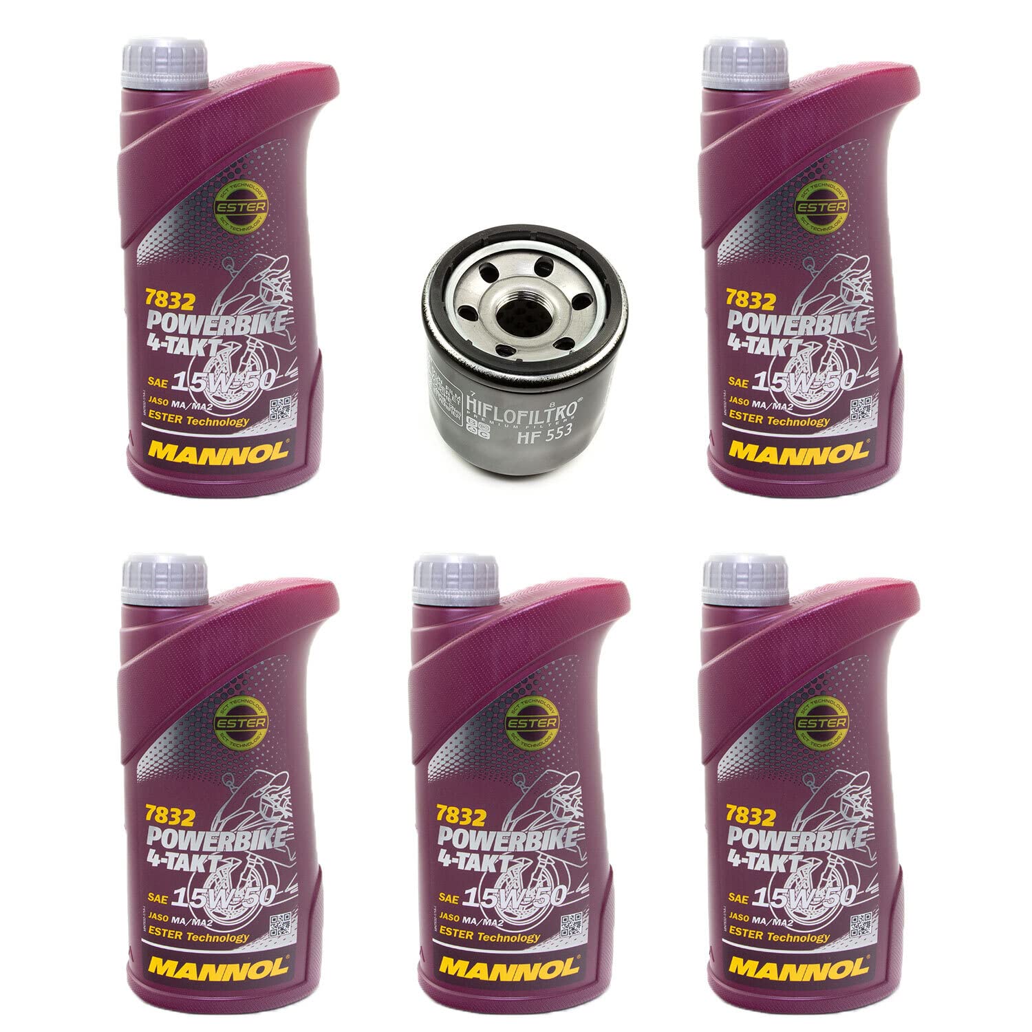 Motoröl Set 15W50 5 Liter + Ölfilter HF553 für Benelli