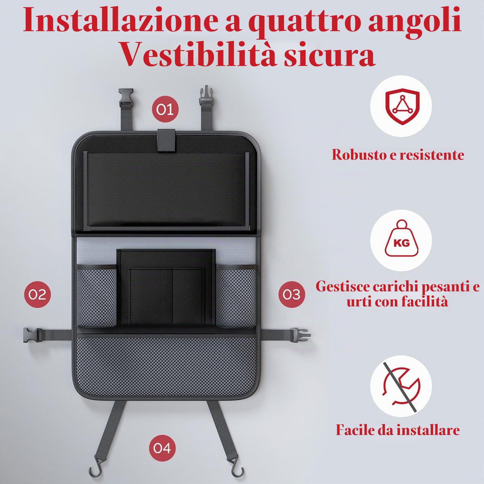 Organizer Sedile Auto, Proteggi Sedile Auto Bambini Posteriore, Impermeabile Organizer Macchina con Tavolo Pieghevole, Vano porta Tablet/Telefono e 9 Tasche, 42 x 61 cm (2 Pezzi)