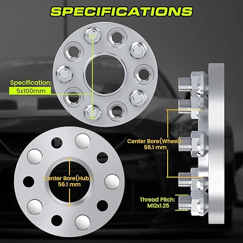 Miniatura 10 de 4x hubcentric Rueda espaciadores 5x 100 12x 1,25 56,1CB  35mm pulgadas Subaru