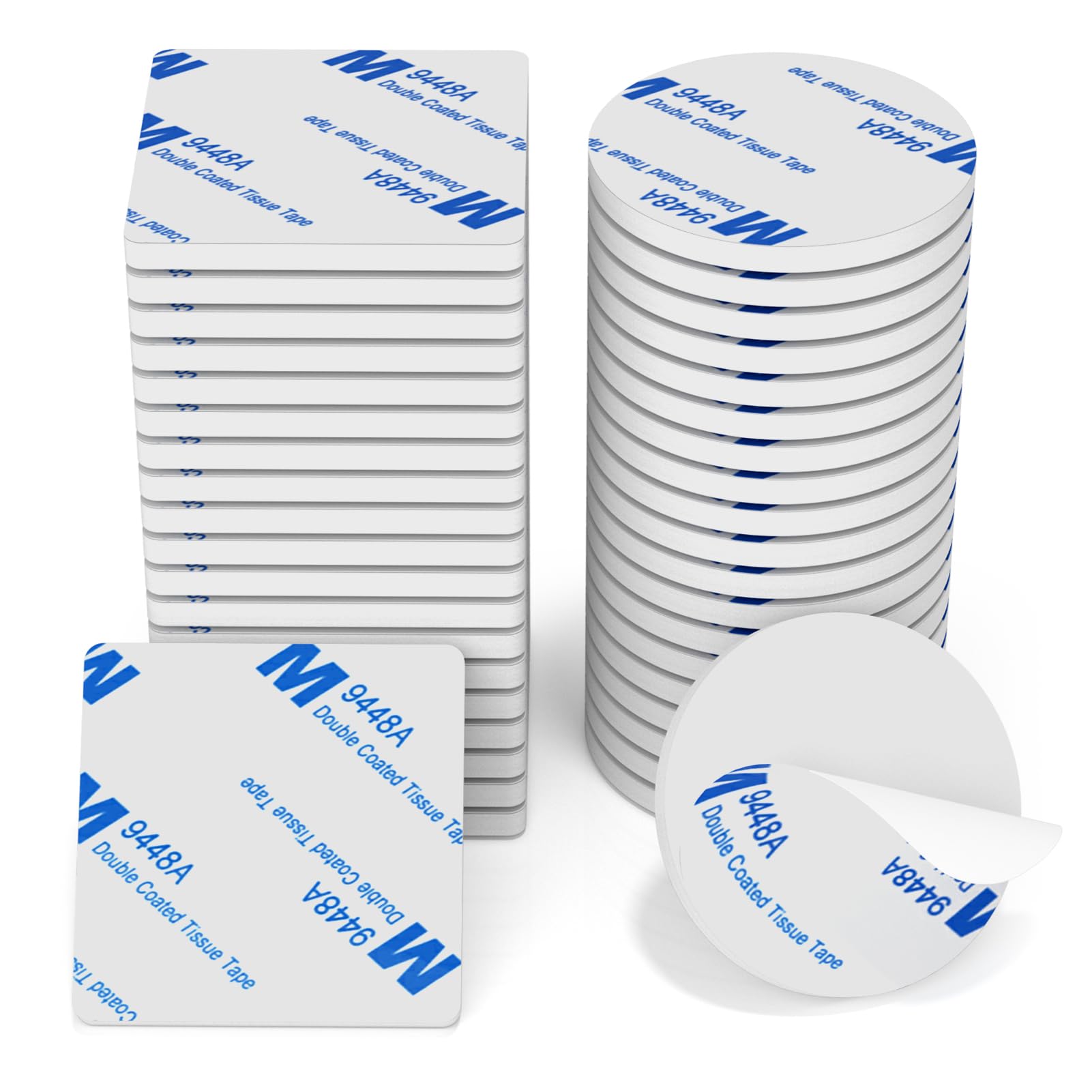 HOMMAND Cinta Adhesivo Doble Cara, 40 Piezas Almohadillas Adhesivas Extrafuerte, Pads Adhesivo Cinta Adhesiva Doble Cara Espuma, Cuadrado & Redondo, para Hogar Oficina Coche, Blanco
