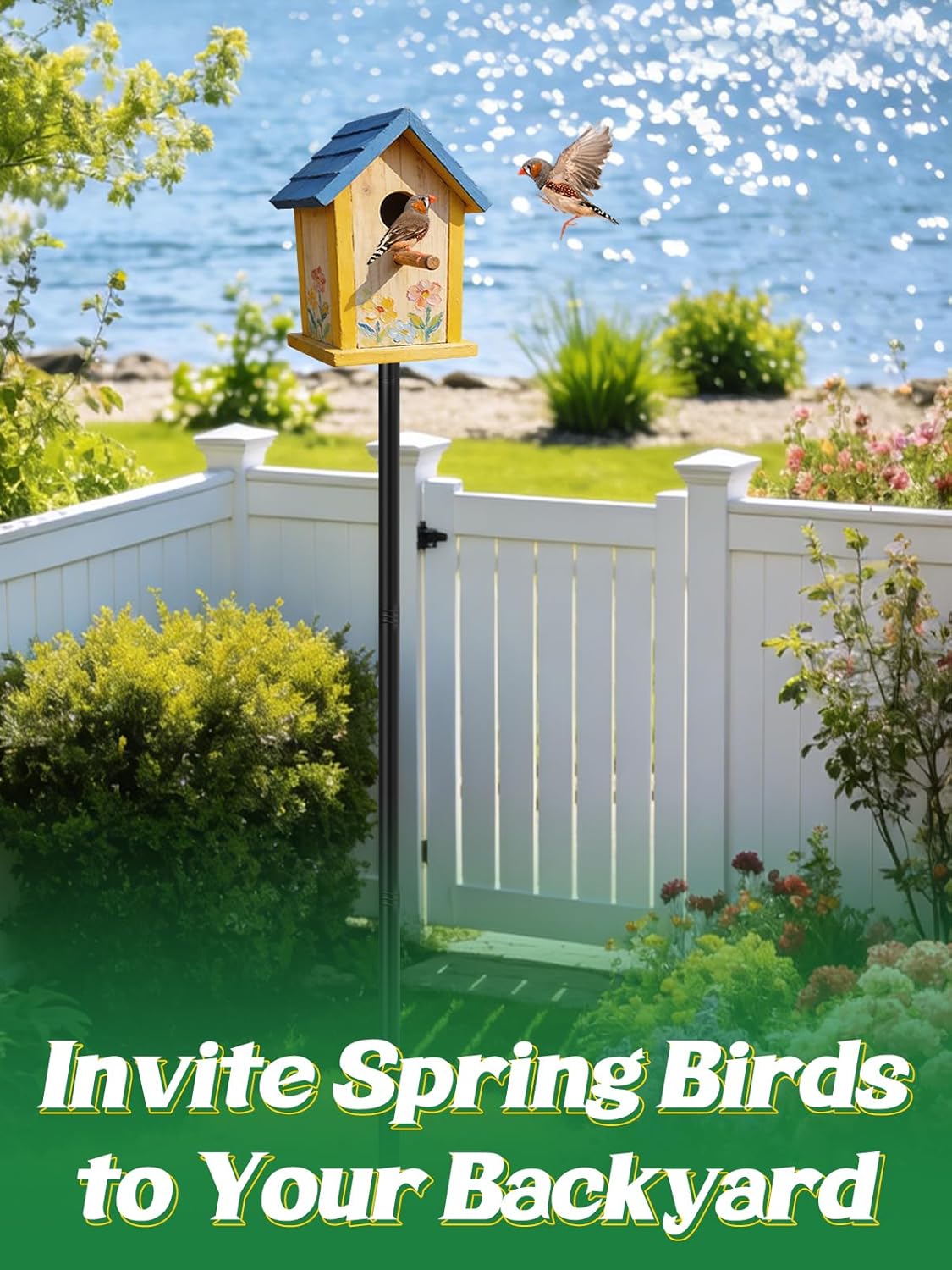 Bird Feeder Pole for Outdoors - 68in Adjustable Heavy-Duty Bluebird House Support Rod with Stable 5 Prong Base, Easy to Assemble Garden Nest Feeding Stand Post