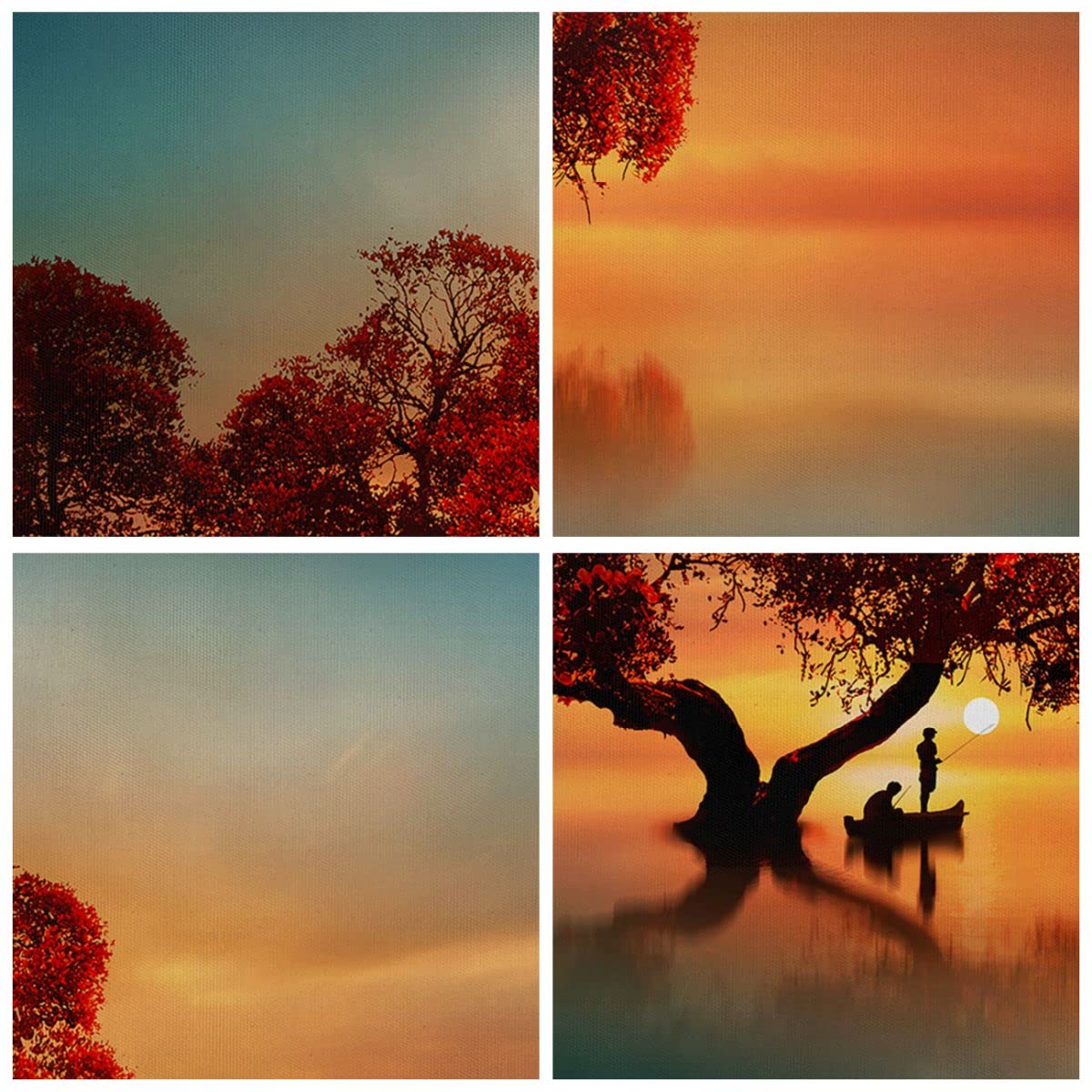 Moderne Impression Sur Toile Calme Lac Kayak Image Tableau Decoration Murale 140x50cm Deco Cadre Décoration Salon Chambre Cuisine Panoramique Grand Tableaux Decoratifs Muraux Art Wall AB140x50-5948