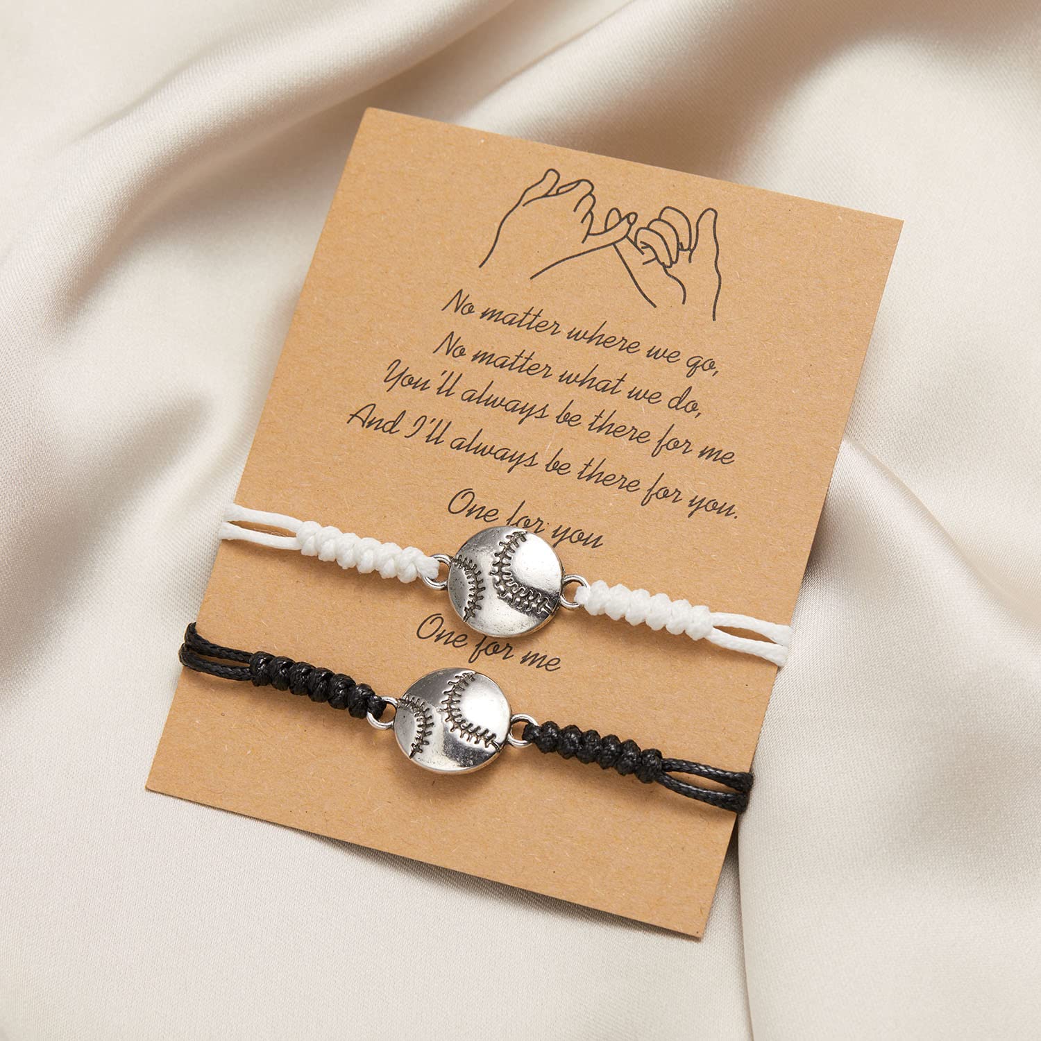 COLORFUL BLING 2pcs/pack Basketball Volleyball Sports Bracelets for Women Men Braided Adjustable Baseball Soccer Football Bracelets Friendship BFF Jewelry-baseball