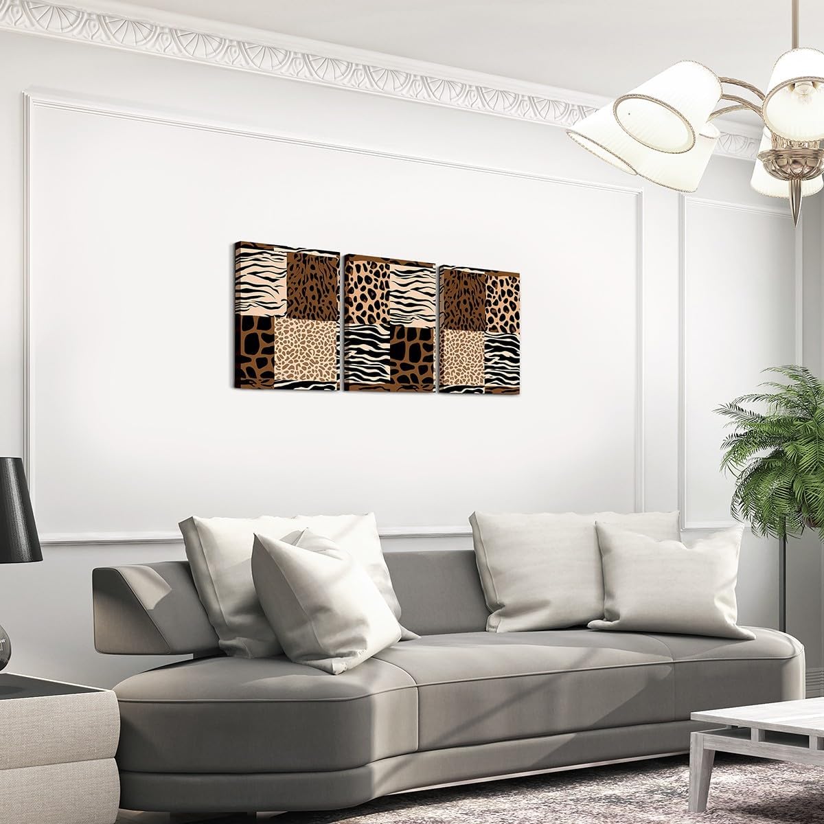Feelyou Brown Leopard Picture Wall Zebra Cheetah Print Kids Boys Girls Canvas Wall Art for Living Room Bedroom Animal Bathroom Wall Art for Home Decor Safari Wall Painting 12" x 16" 3 Piece