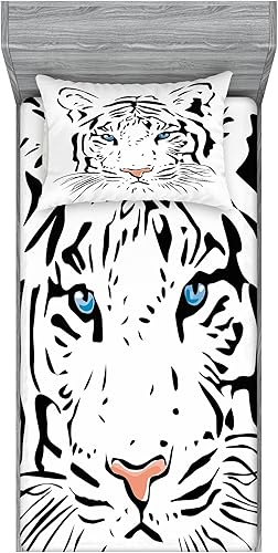 Miniatura 197 de Ambesonne Juego de sábanas bajeras y fundas de almohada de los años 90, patrón geométrico en estilo retro, formas redondas de triángulo de media