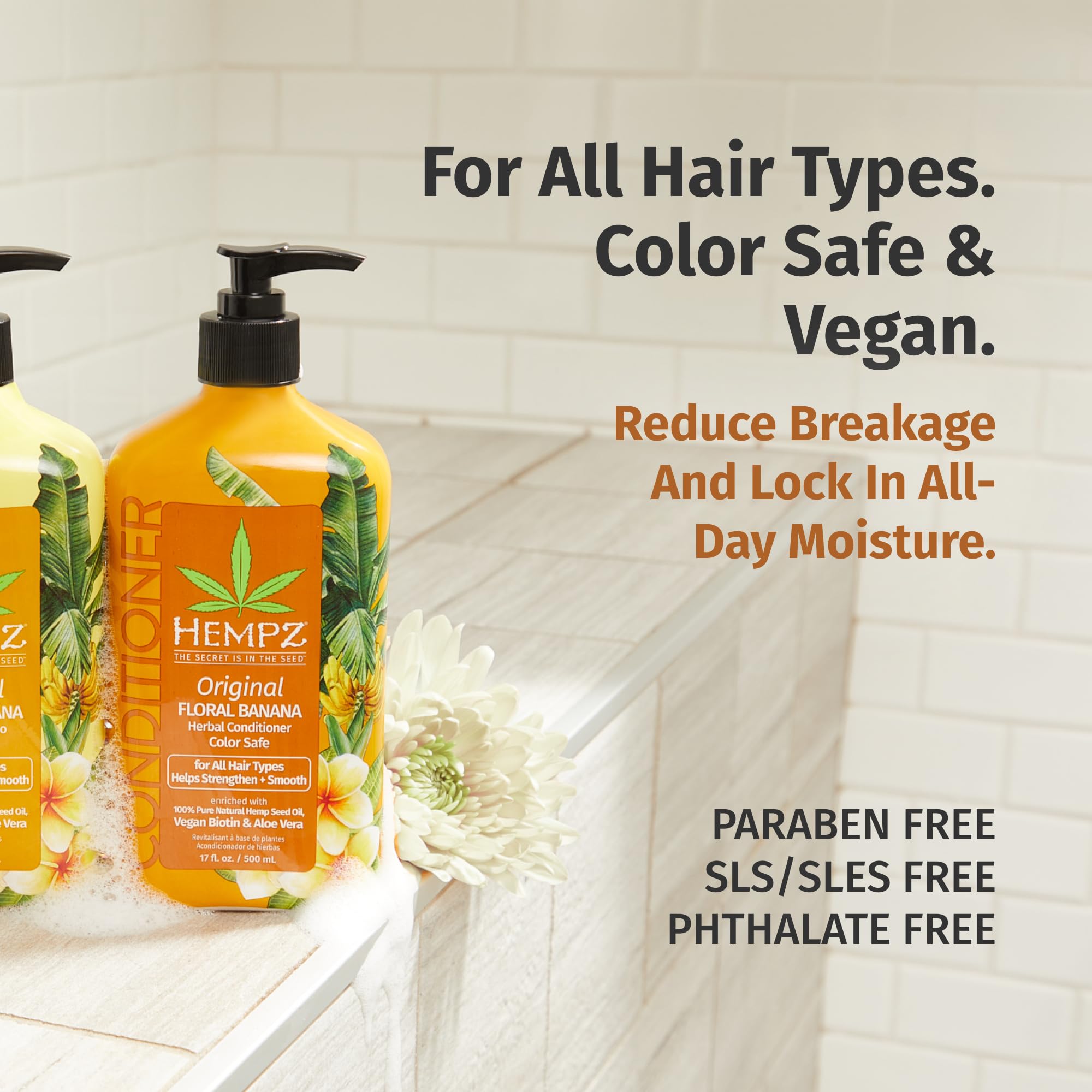 Hempz Biotin Color Safe Conditioner with Hemp Seed Oil, 33.8 fl oz