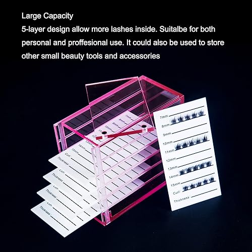 Miniatura 4 de Organizadores y almacenamiento de pestañas, diseño mejorado, bandejas de pestañas pequeñas de 5 capas para extensiones de pestañas con cubierta