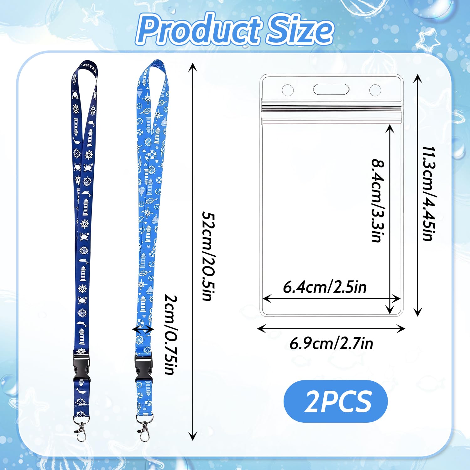 Pack de 2 cordones para crucero con tarjetero transparente impermeable, correa desmontable, soporte de identificación para tarjetas de crucero, oficina, escuela