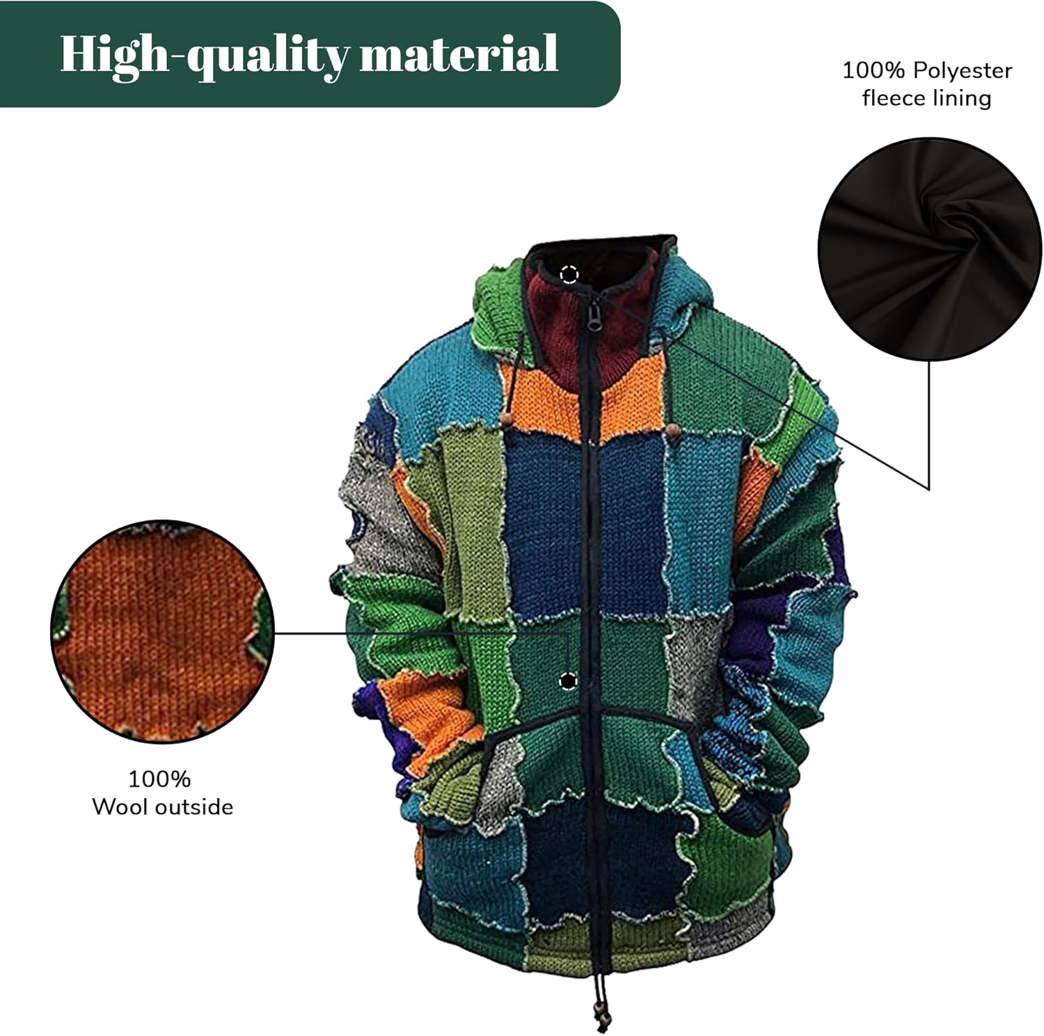 Shopoholic Fashion Mens Pixie Wool Outstich Jacket - Image 4