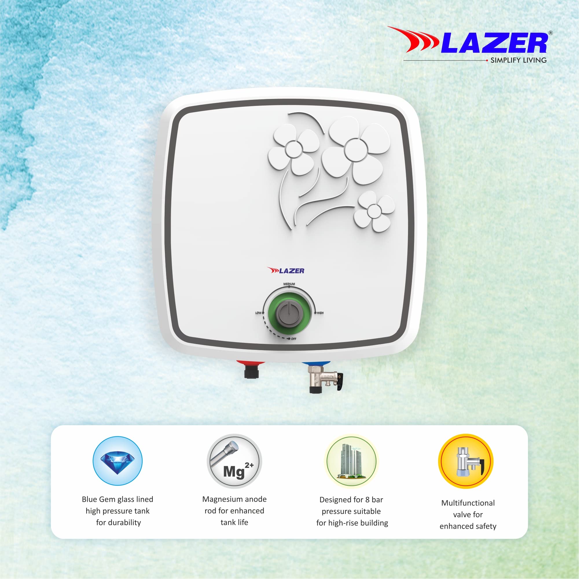 Buy Lazer Cube 5 Star 25 liter Storage Water Heater Geyser Whirl Flow  Technology With Installation Kit (White) Online at Low Prices in India -  Amazon.in