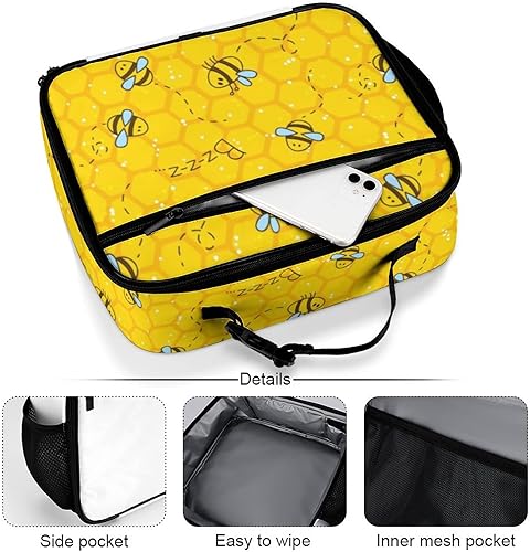 Miniatura 59 de Lonchera reutilizable con símbolo hippie colorido, bolsa de almuerzo aislada, bolsa enfriadora, contenedor de comida para mujeres, niños, niñas