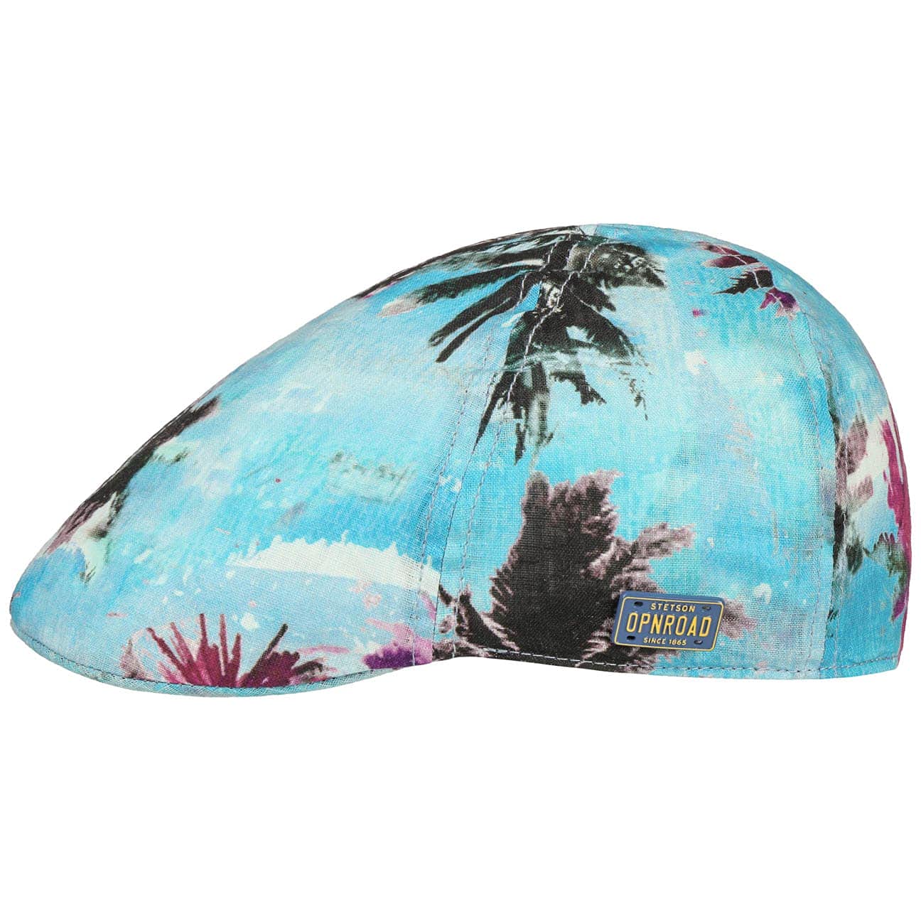 Stetson Bluemont Flatcap - Klassische Form - Mütze mit Palmenmotiv - Leinencap für Frühjahr/Sommer - Made in the EU - Unisex