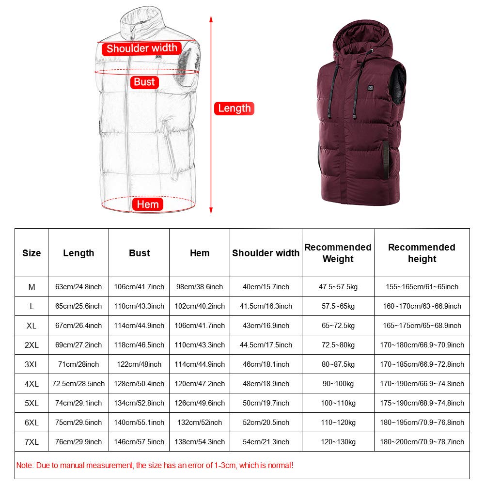 7 Ogrzewanie strefowe Outdoor Camping Piesze wycieczki Wędkarstwo Ciepłe zimowe ubrania męskie Elektryczny grzejnik USB Kurtka termiczna, niebieska, 5XL,Podgrzewane kamizelki(Red,S)