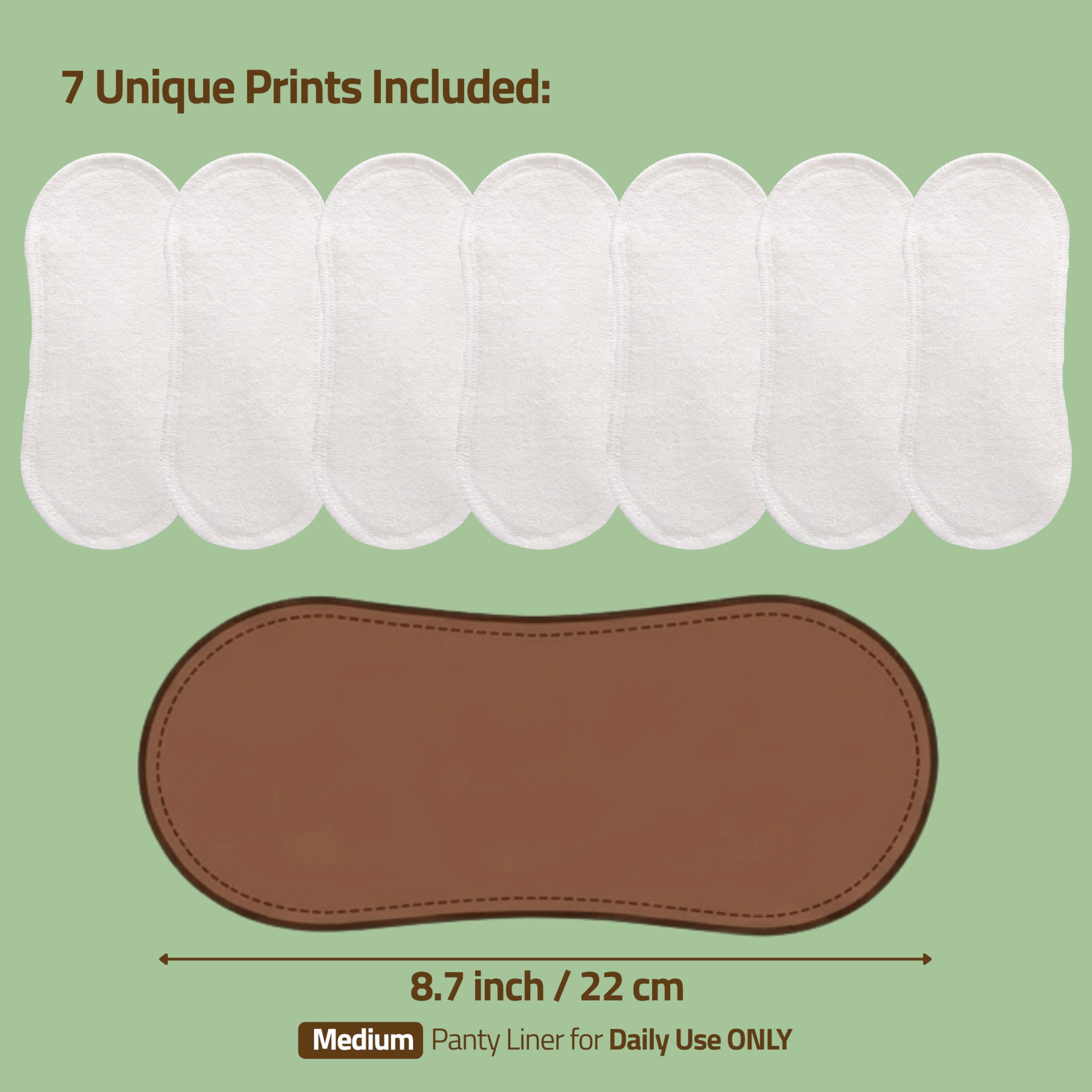 Protèges Slip Lavables Réutilisables en Viscose Bio pour Pertes Blanches (M, x7) - Fabriqués en UE, Lavables à Haute T°, 100% Respirants