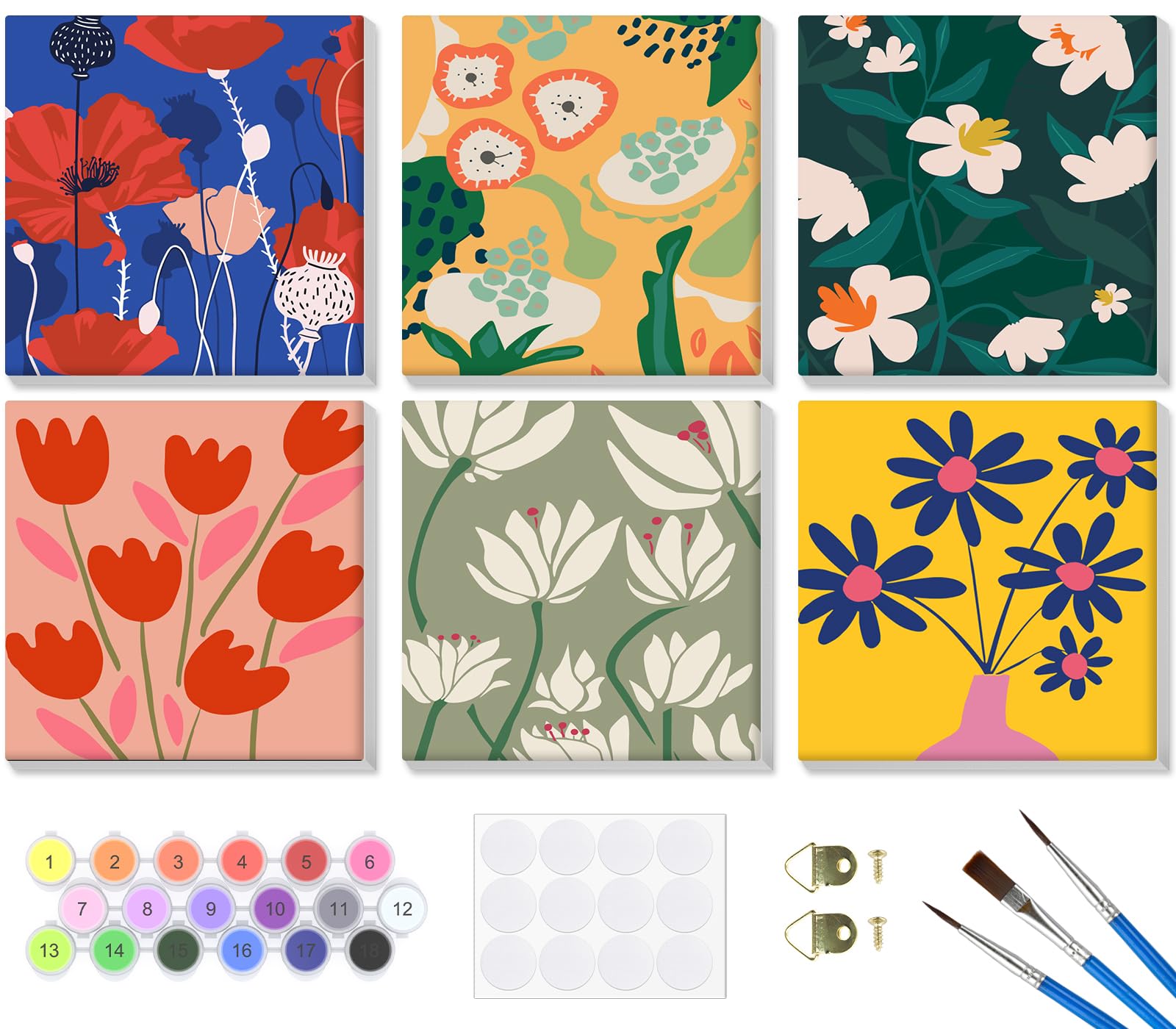 Kit De Pintura Por Números Para Adultos Con Marco Incluido – Tulipanes En Lienzo De 20x30 Cm, Set Completo De Acrílicos Y Pinceles