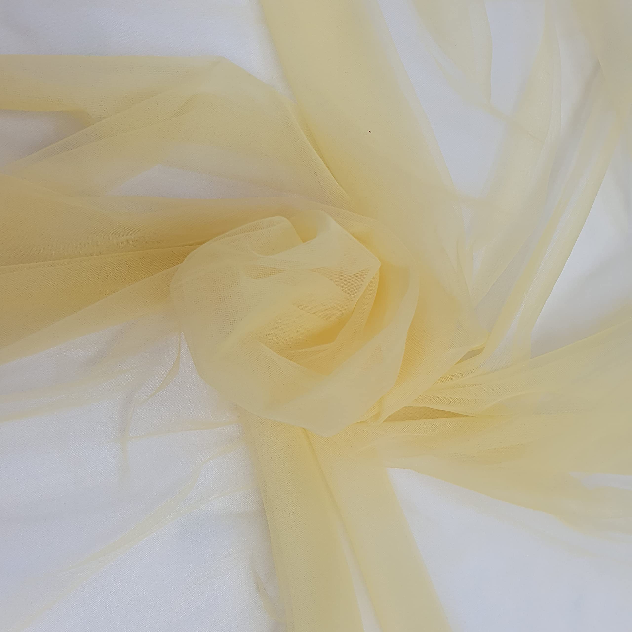 Cream Fabrics King Online Soft Illusion Tulle Fabric 60" - 150Cm Wide - Delicate Veiling Mesh Fabric - Sold By The Metre - Bridal Veil, Prom, Underskirt (Cream)