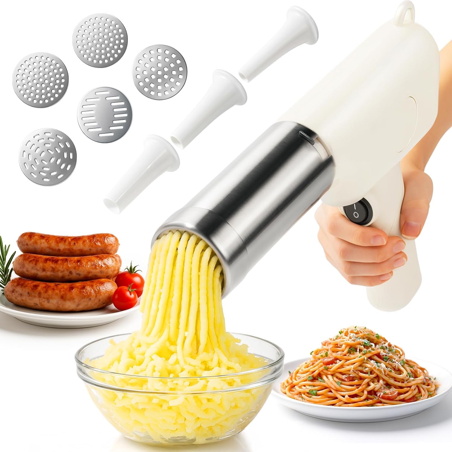 MALATA Pasta Maker Machine with 5 Extrusion Discs | Automatic Noodle Maker for Spaghetti, Ramen, Macaroni & Flat Pasta-image-31