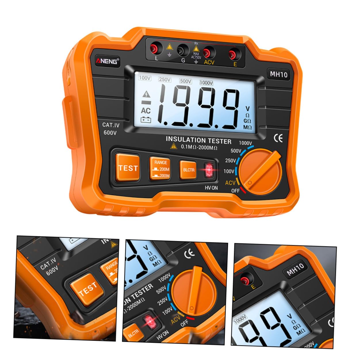 1Set Digital Insulation Resistance Tester with LCD Display Mω Gω Megohmmeter for Electrical Equipment Compact and Easy to Use Complete Protection Circuit
