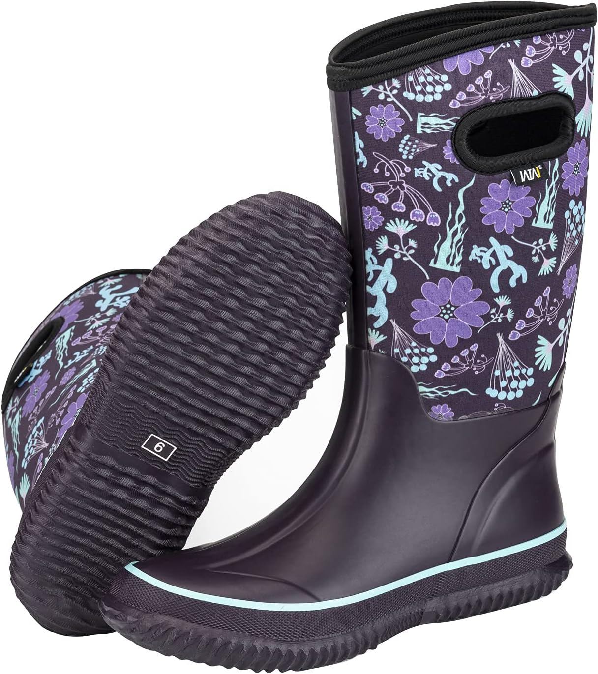 WTW Mid Calf Rain Boots for Women Waterproof Insulated Neoprene Mud Boots Outdoor Hunting Garden Shoes