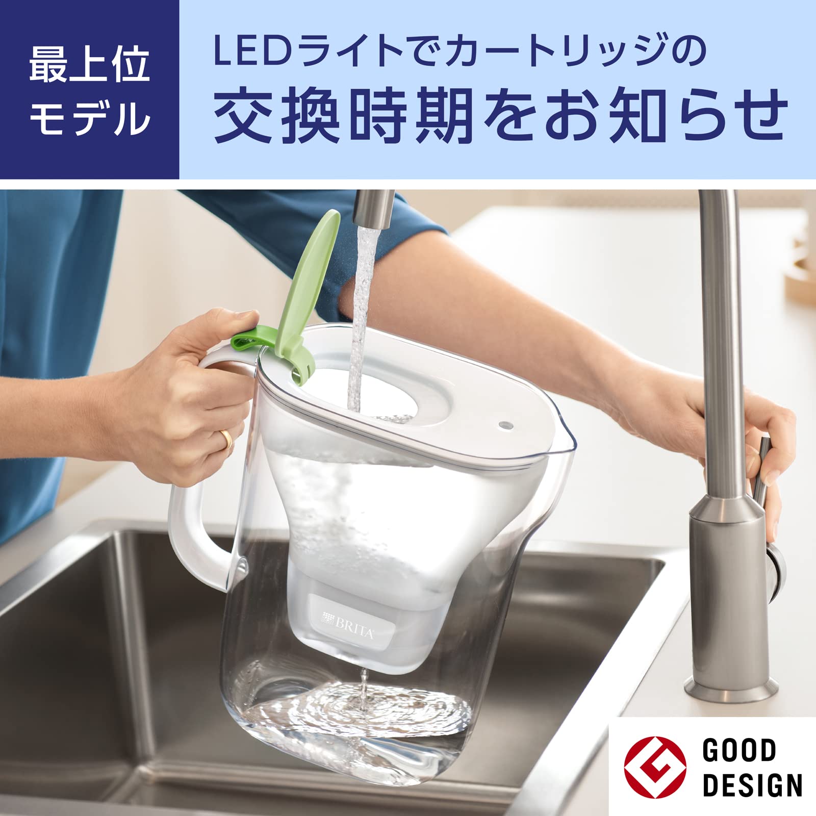 Amazon｜ブリタ 浄水器 ポット スタイル ライム ろ過水容量1.26L