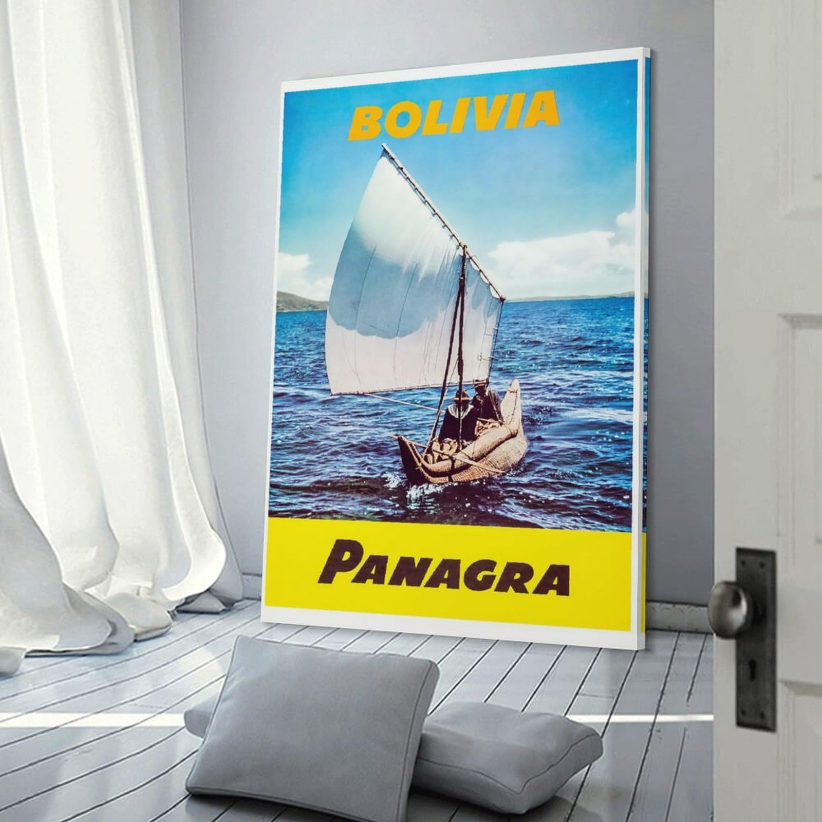 Junmoney Bolivia Panagra Travel Decorative Wall Artwork, 12x18inch(30x45cm), for Home Lounge, Bedroom Or Reading Nook, Eye Catching Artwork for Blank Walls