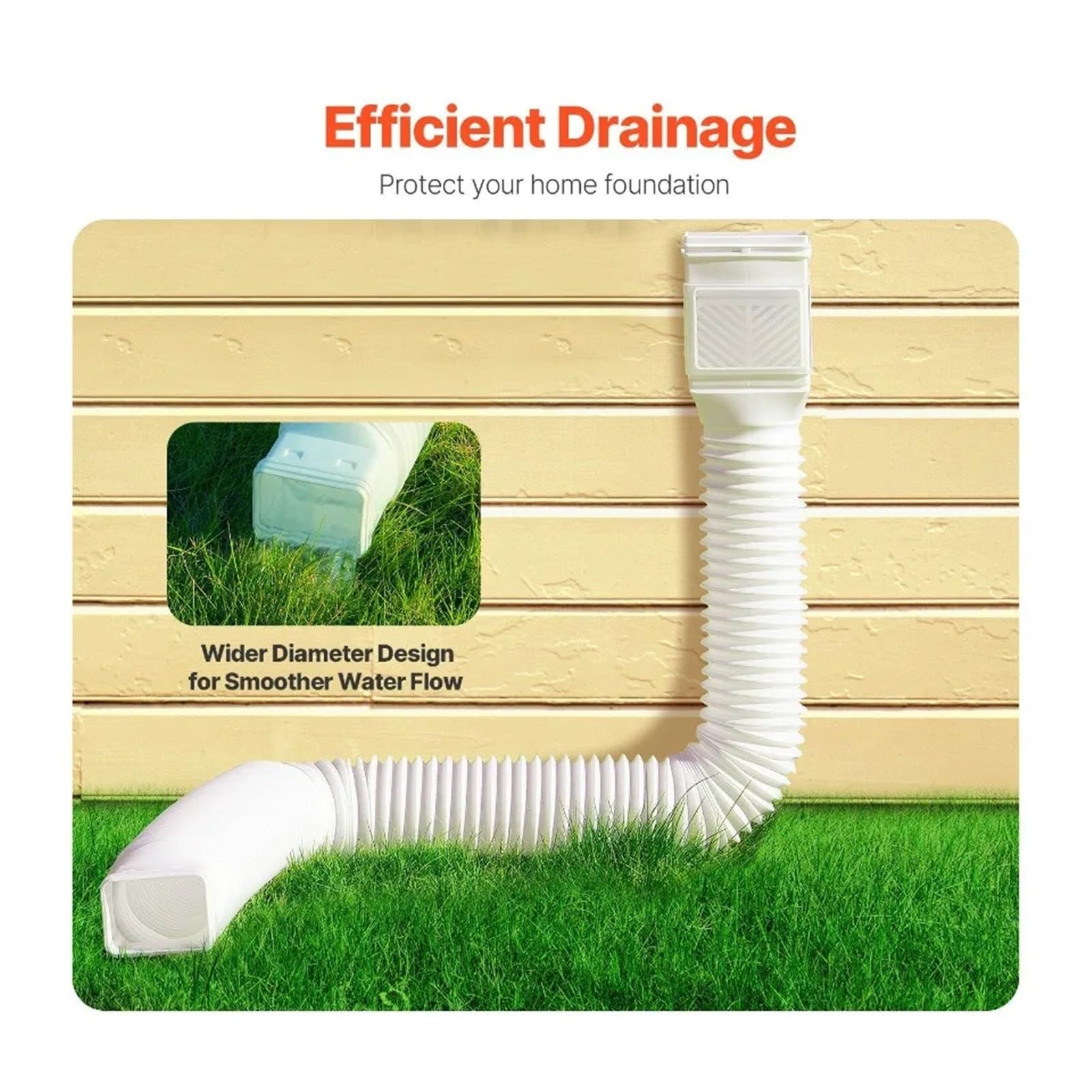 ExtensióN De CanalóN Paquete de 2 extensiones de bajante de canalón de lluvia, extensor de bajante Flexible, extensión de drenaje de bajante, extensible de 22 "a 63"