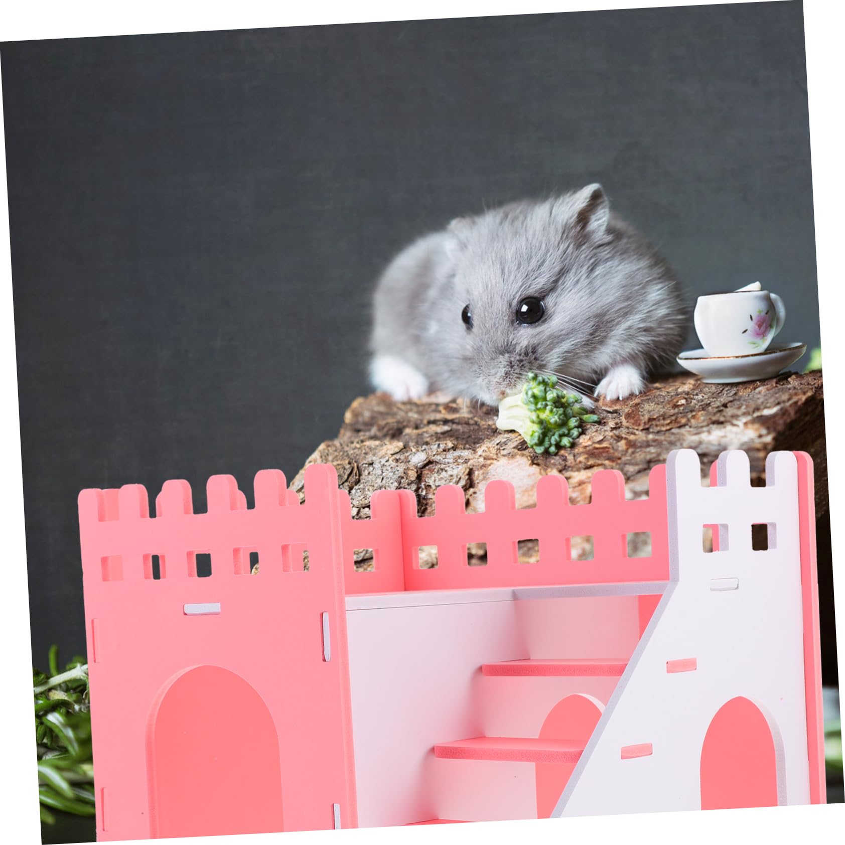 WOONEKY Meerschweinchen Versteckhaus Zweistöckig Rosa aus PVC