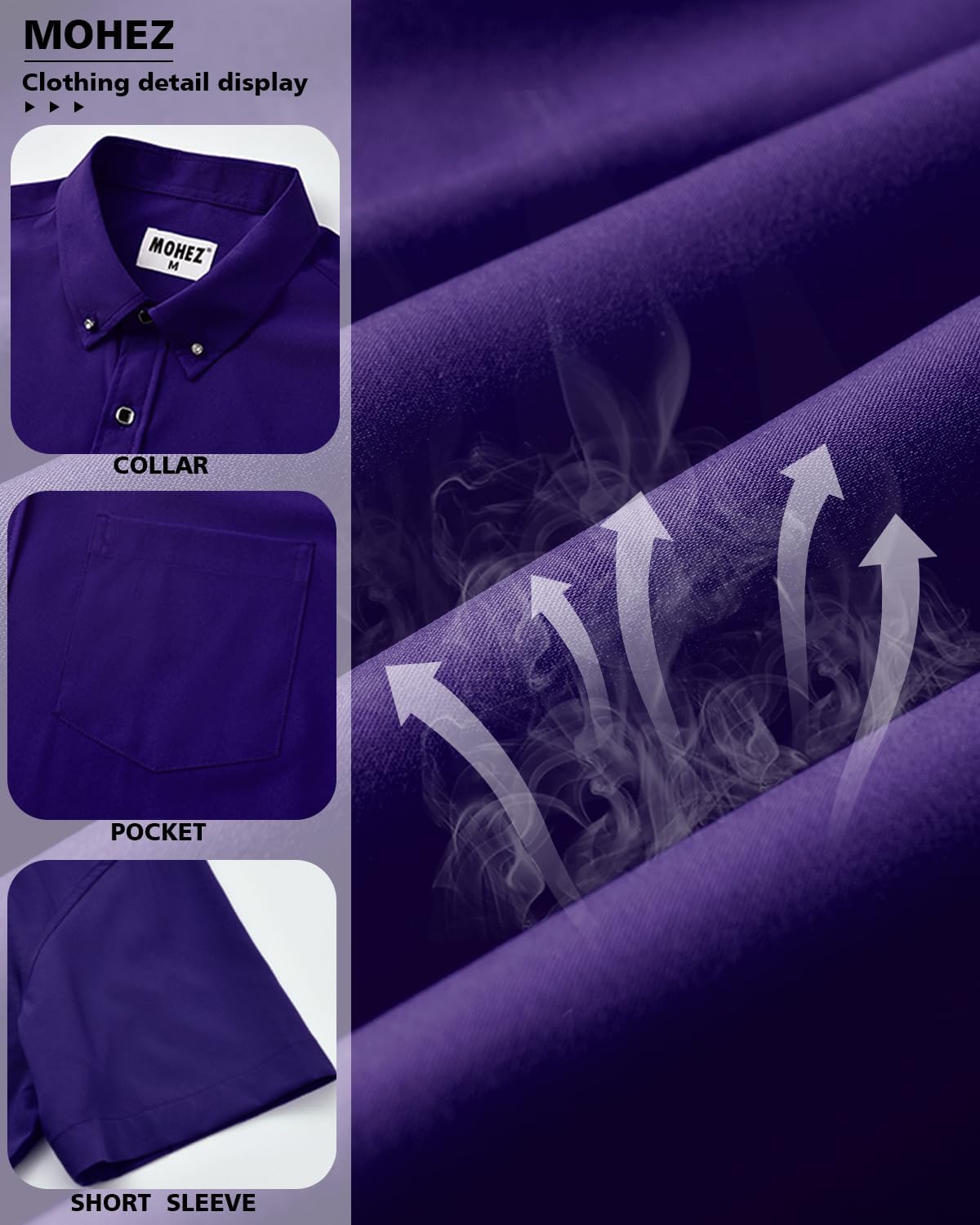 Mens Dress Shirt Short Sleeve Solid Casual Button Down Shirts with Pocket for Summer Business Wedding - Image 5