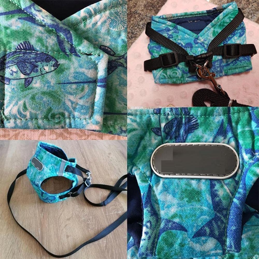 Szelki dla psa， Szelki dla psa i smycz, obroża, zestaw szelek, regulowana, odblaskowa szczeniaka, małego, średniego dużego, niebieska, L(Green,M)