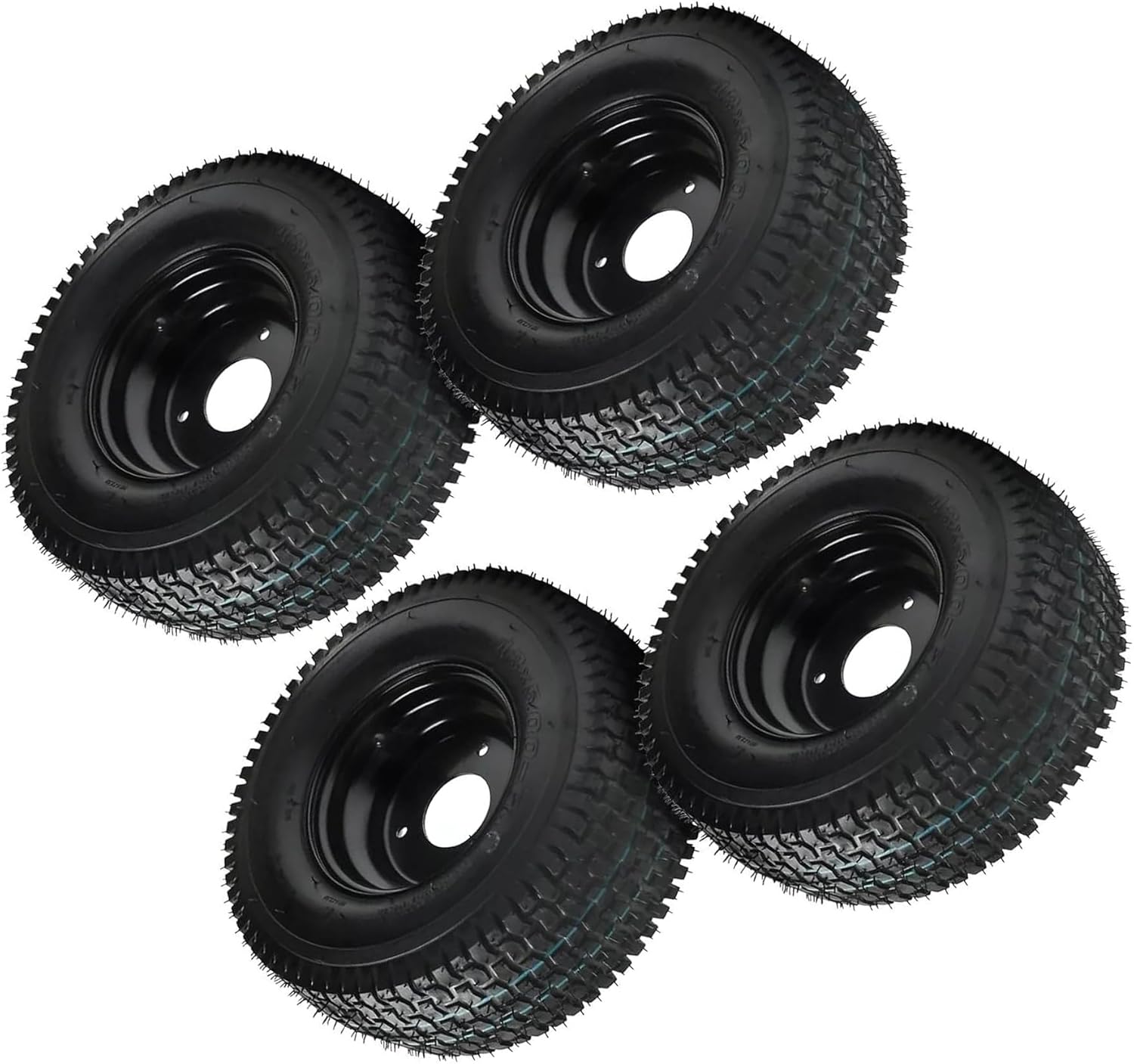 4 Pack 13x5.00-6 Tubeless Tires and Rims – 6" Inch Tire & Wheel Assembly with 78mm Bolt Distance, 54mm Center Hole, 3 Lug Hub for Go Kart Mini Bike ATV Lawn Mower Garden Cart Tractor Scooter