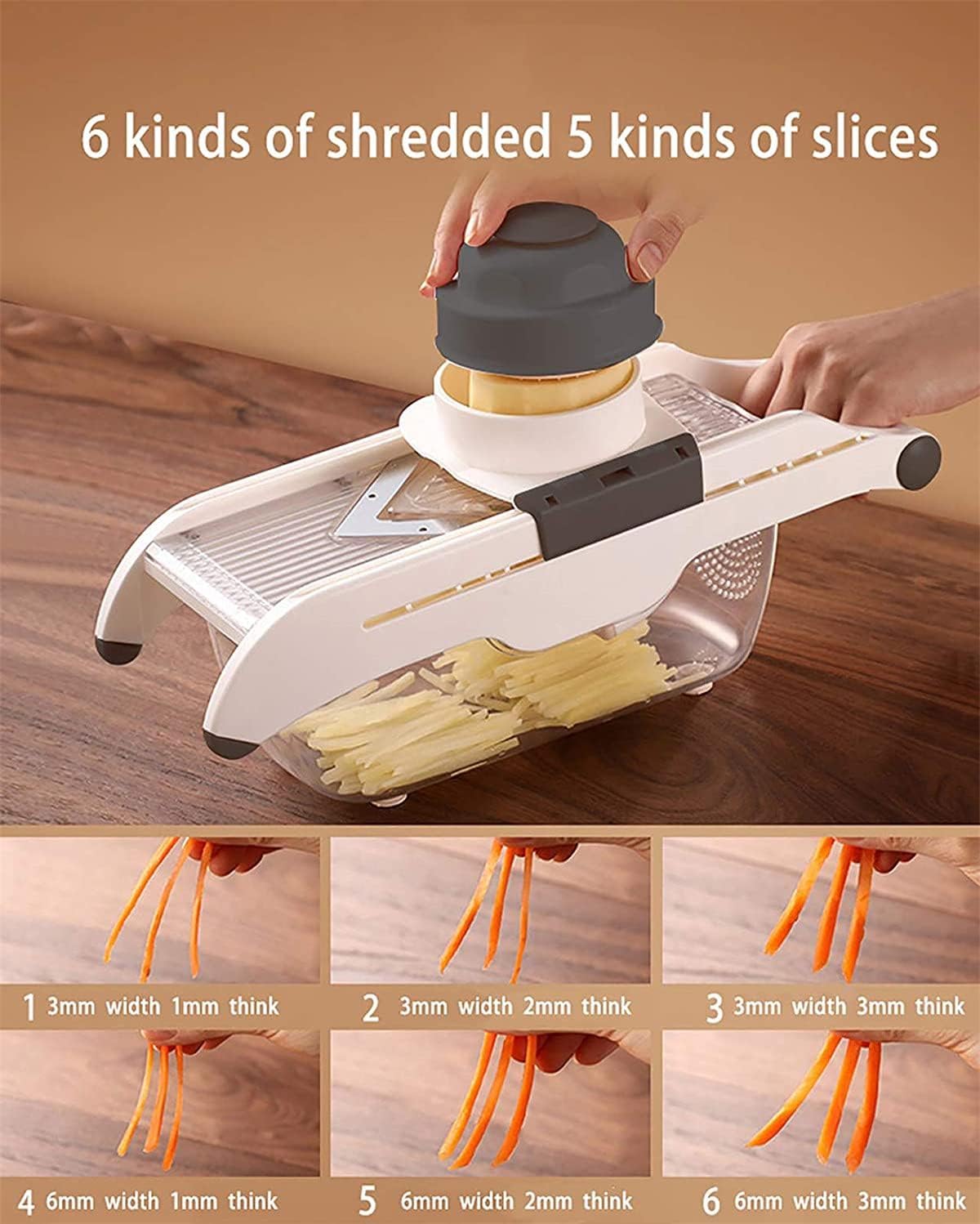 Cortador de verduras, cortador multifuncional de acero inoxidable, grosor ajustable para cortar verduras y frutas sin esfuerzo