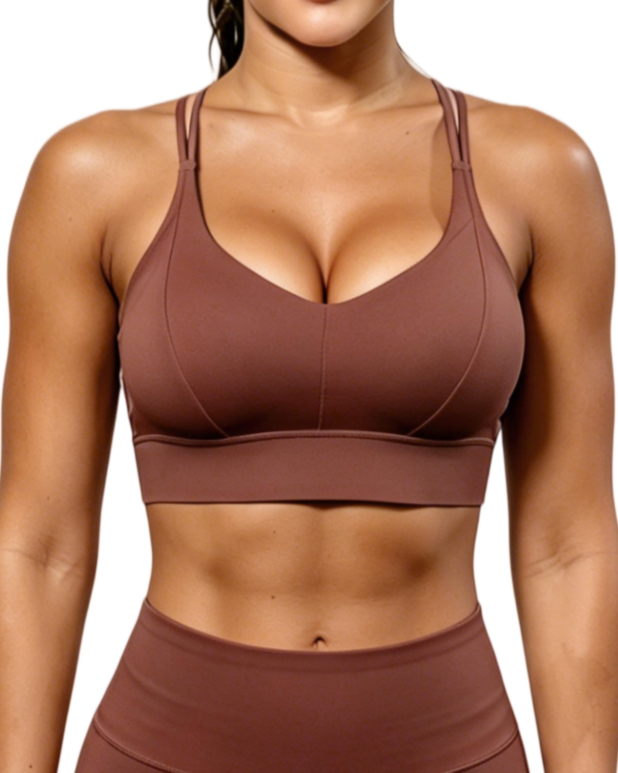 Grace Form Sports Bra for Women Strappy Medium Support Push Up Padded Sports Bra for Running Workout Bra Yoga Bra