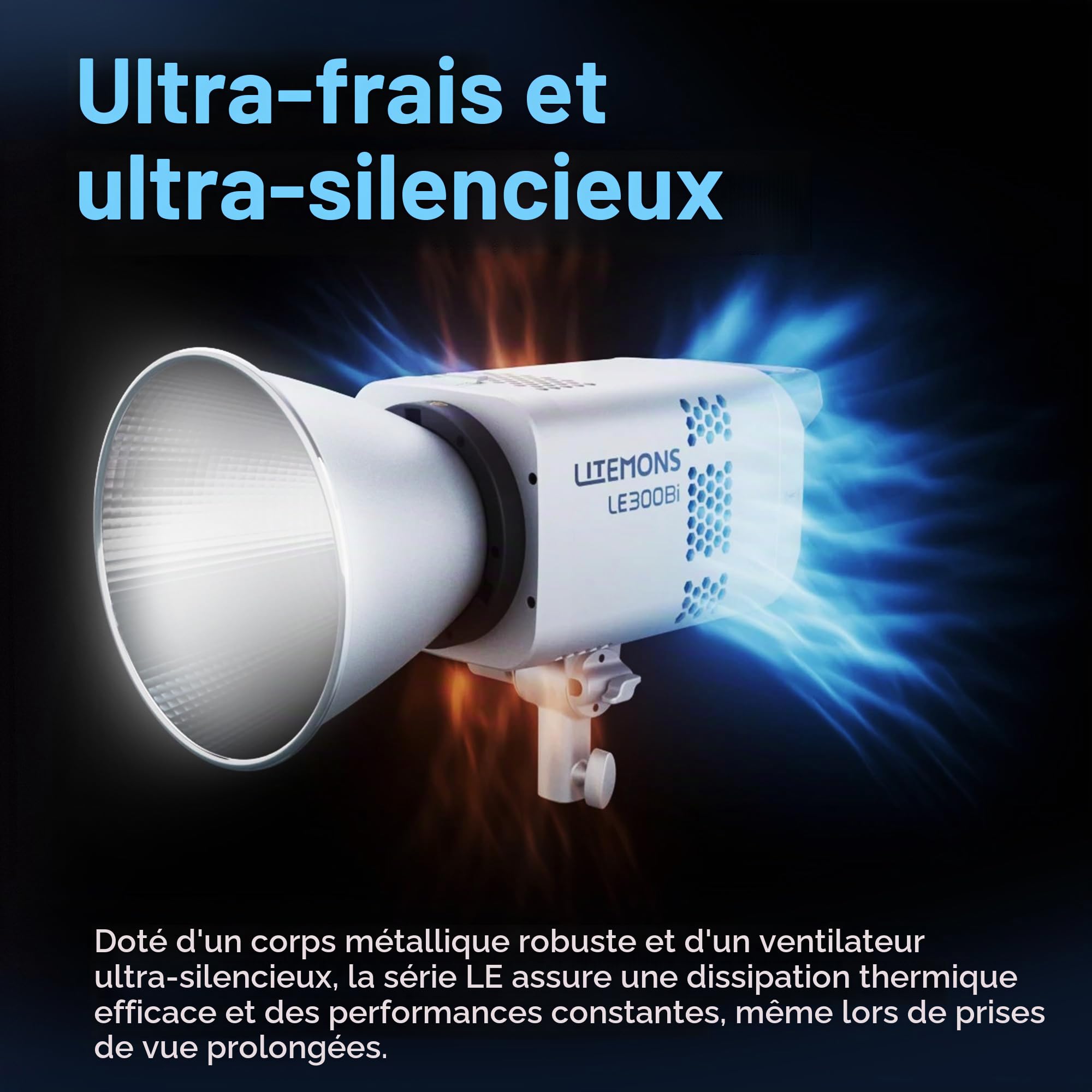 GODOX LITEMONS LE300Bi LED Lampe vidéo 320W Bicolore 2800K-6500K Bowens Mount 58900lux @5600K,1M Prend en Charge Le contrôle de l’Application, NFC, DMX CRMX (Blanc)