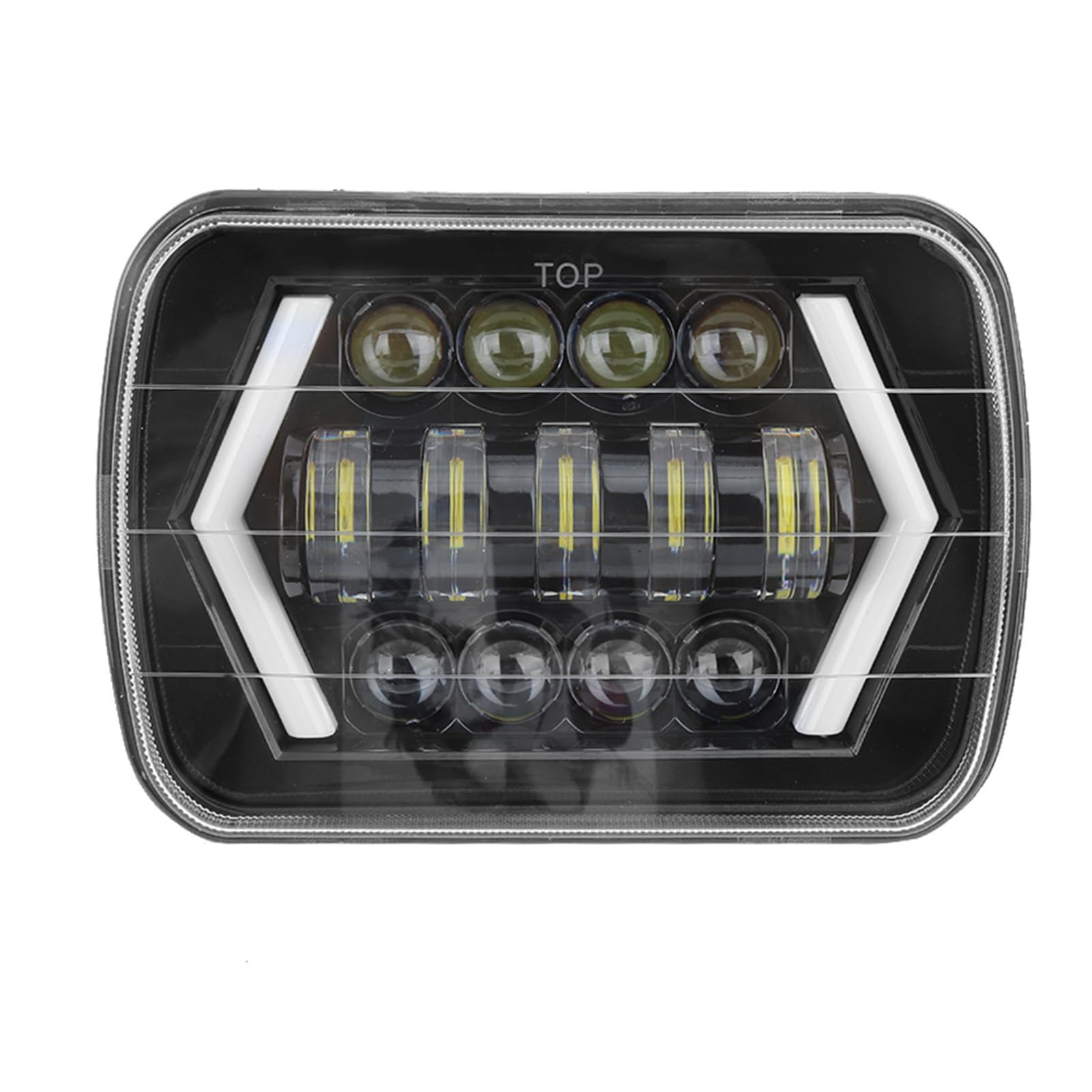 Akozon Faros Delanteros Faros Delanteros de Automóviles Carcasa Frontal de Aluminio Lámpara Frontal Cuadrada 300 W 7 pulgadas LED