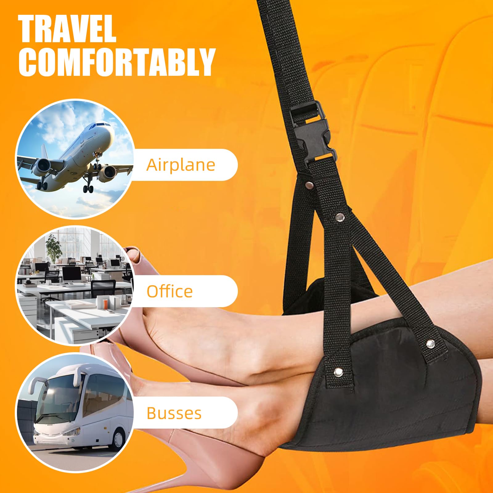 Paquete de 2 hamacas para pies de avión, reposapiés de viaje, imprescindibles para vuelos largos, reposapiés para viajes en avión, esenciales para viajes y hogar (azul)