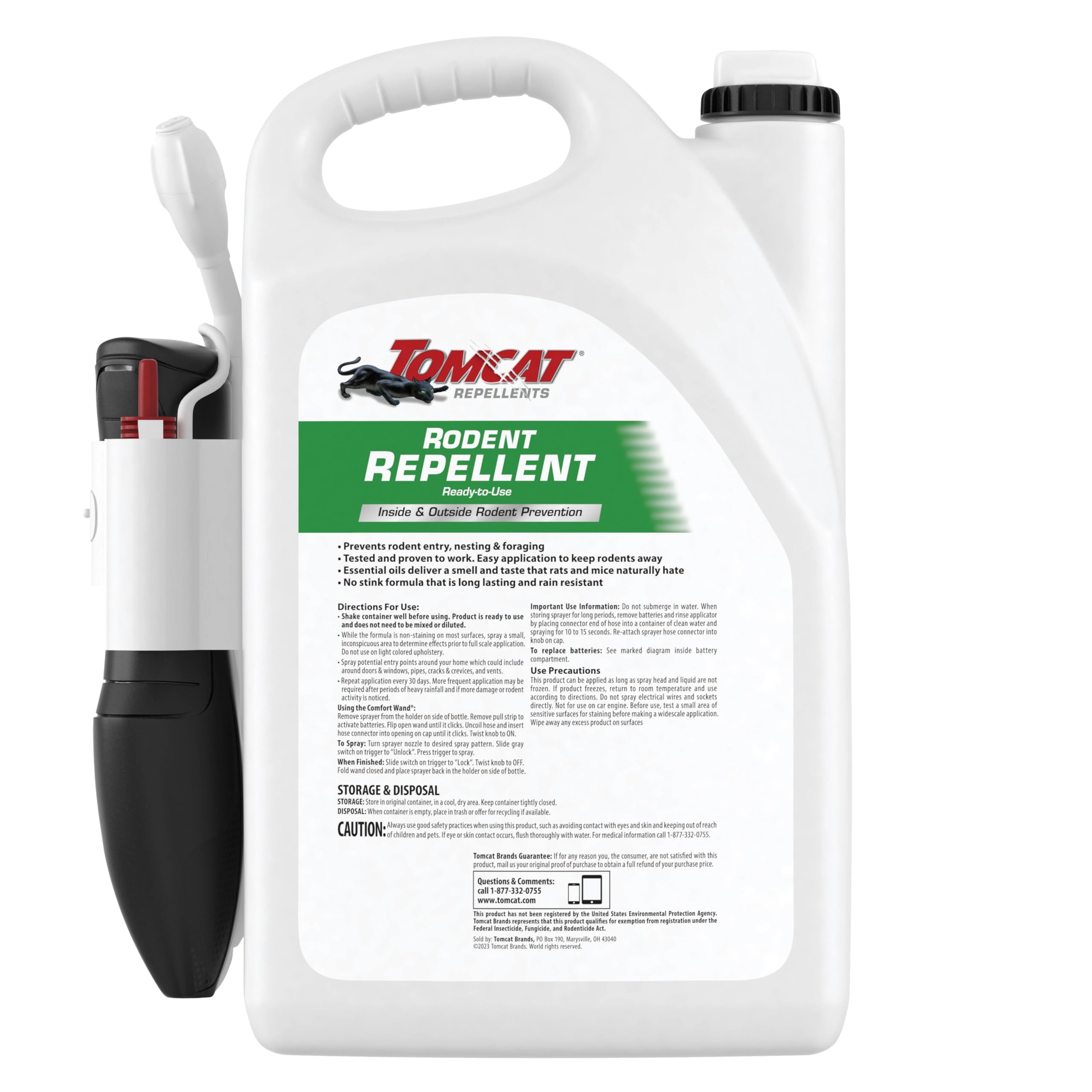 Tomcat Repellente per roditori pronto all'uso, per interni ed esterni, prevenzione topi e ratti con oli essenziali di menta piperita, cannella e aglio, 1 gal.