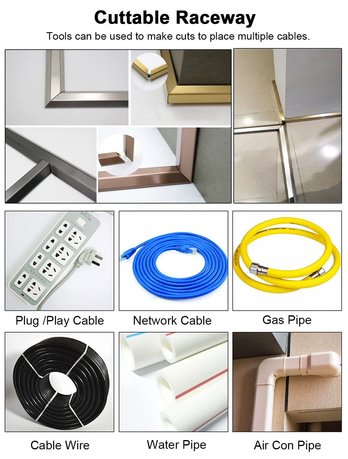 Kabelmanagement-Raceways – selbstklebendes Metall-Kabelversteck-Set für Zuhause und Büro – schlankes Holzmaserung-Design für 2 Kabel